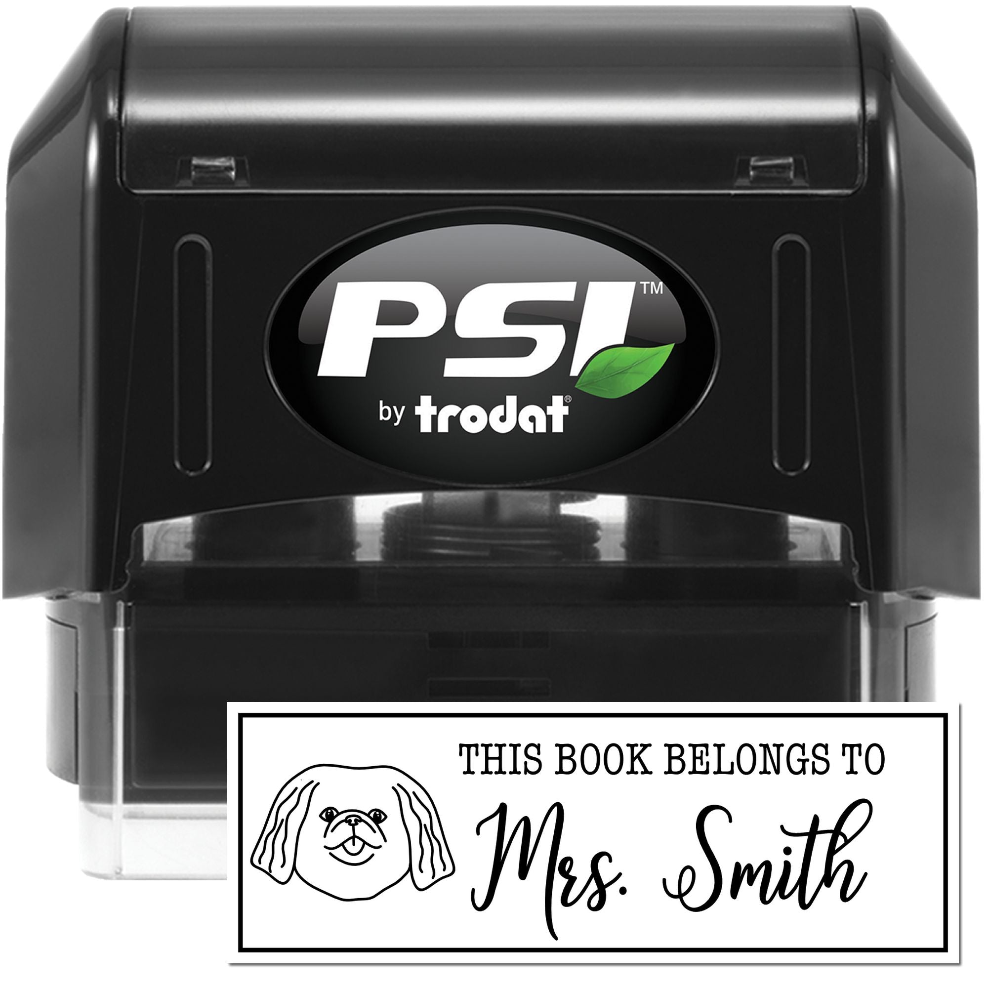 PSI Pre-Inked Pekingese Dog Outline Custom Made Personal Book Stamp - Engineer Seal Stamps