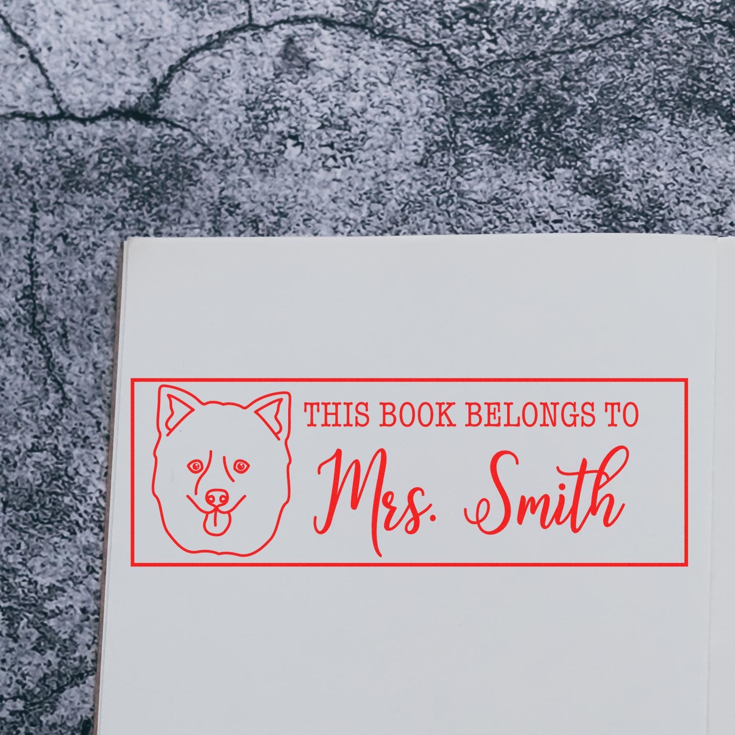 Wood Handle Pomsky Custom Made Book Identification Rubber Stamp - Engineer Seal Stamps