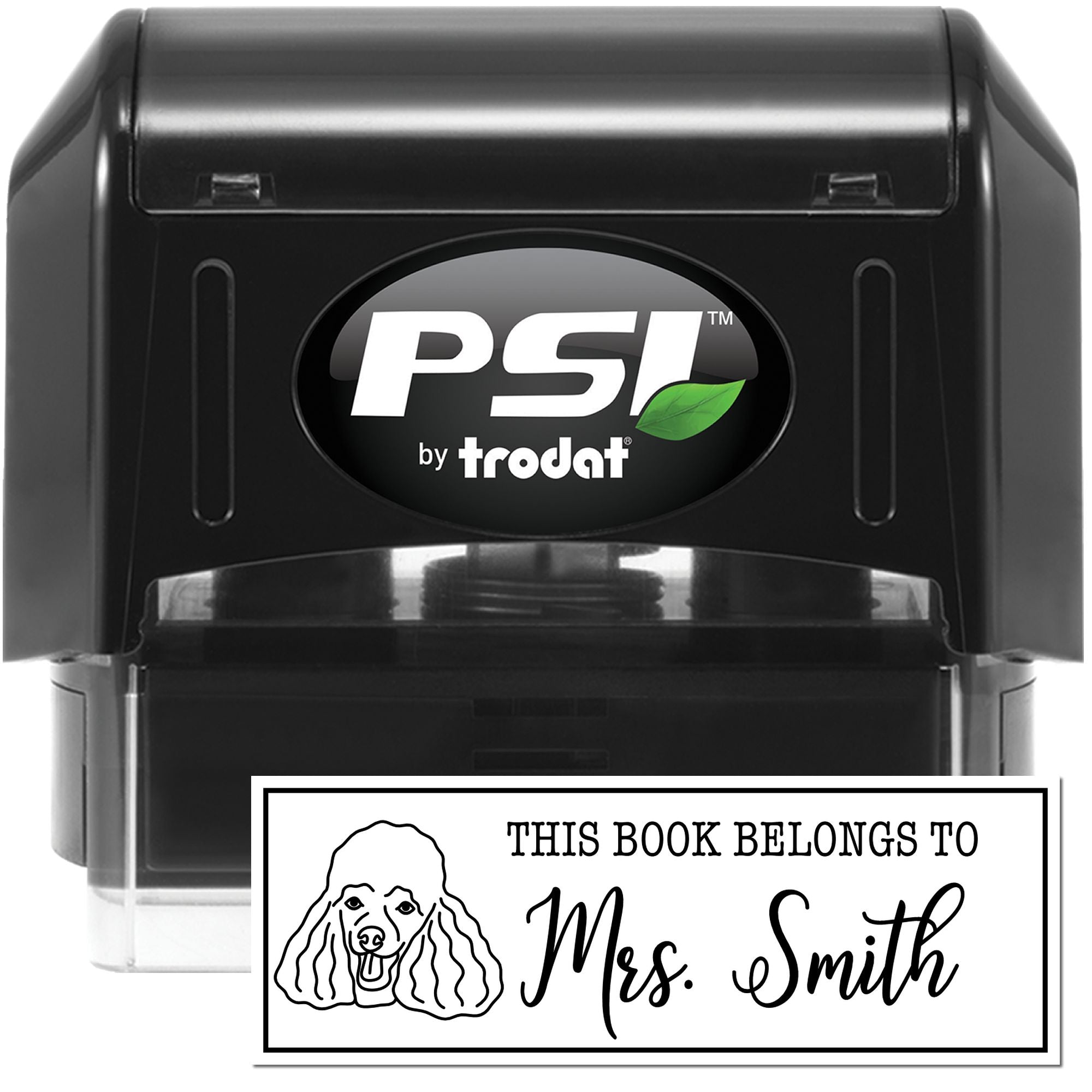 PSI Pre-Inked Poodle Dog Outline Custom Book Belongs Stamp - Engineer Seal Stamps