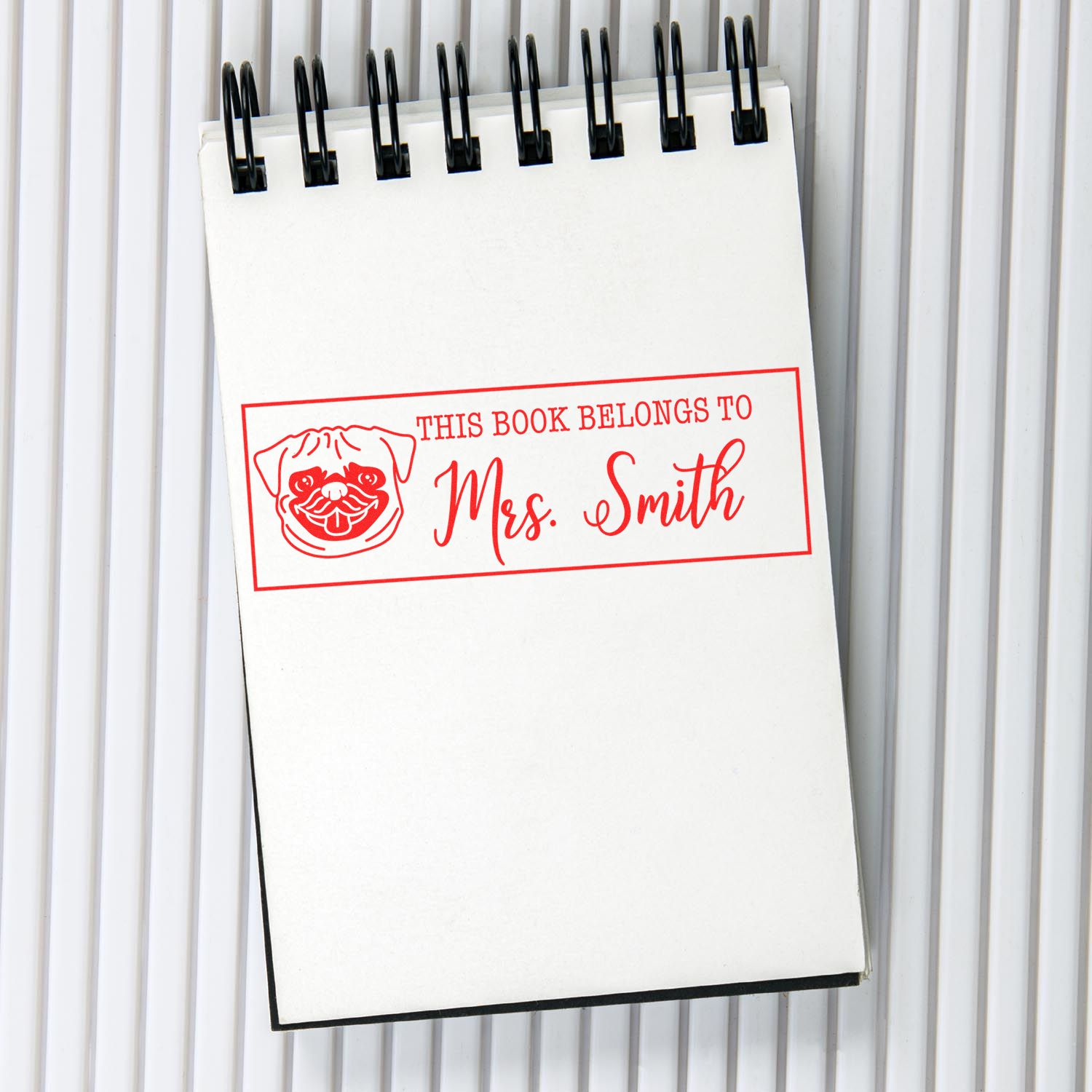 Wood Handle Pug Custom Made Personal Book Rubber Stamp - Engineer Seal Stamps