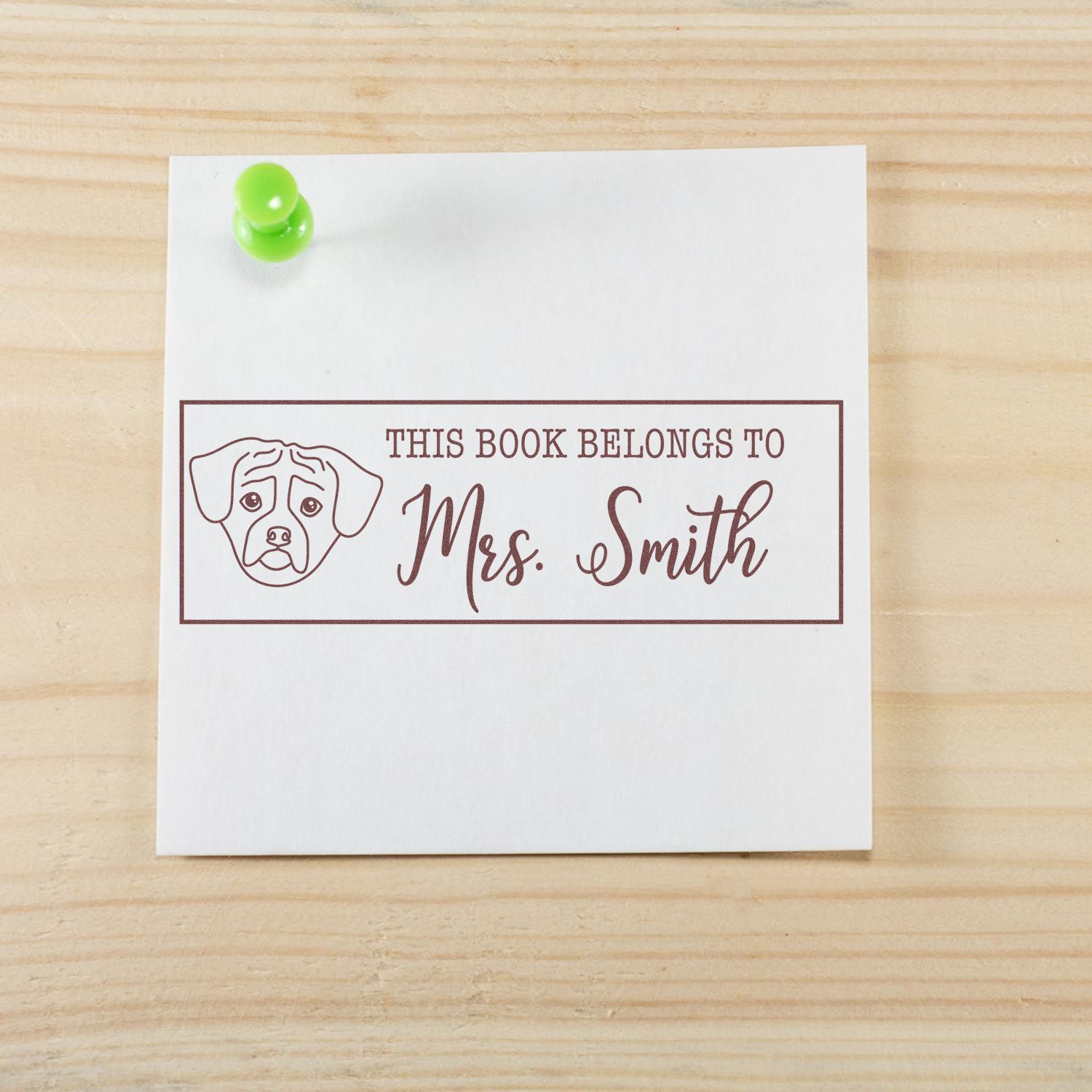 Self-Inking Puggle Outline Personalized Library Book Stamp - Engineer Seal Stamps