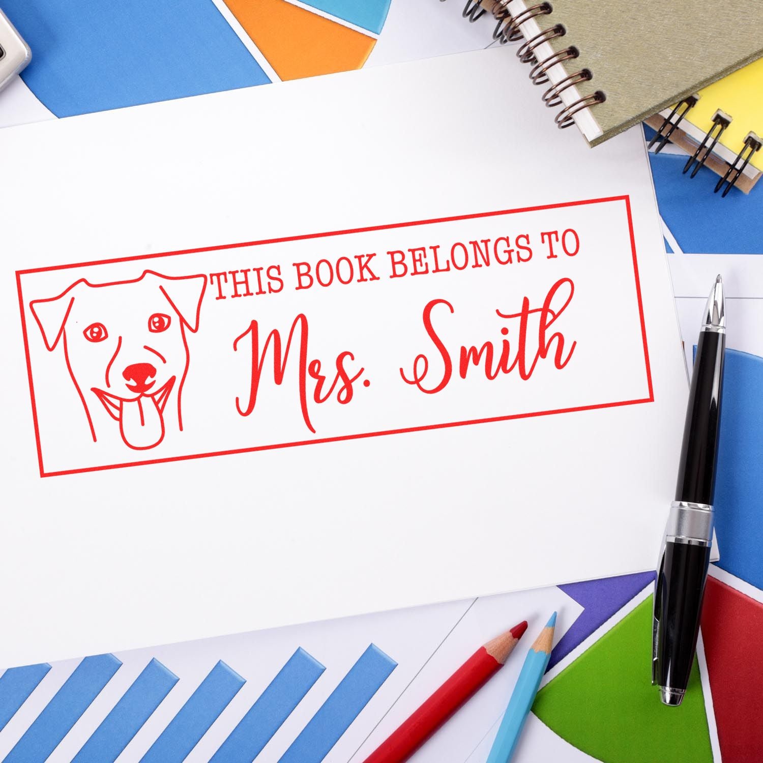 Wood Handle Rhodesian Ridgeback Custom Book Ownership Rubber Stamp - Engineer Seal Stamps