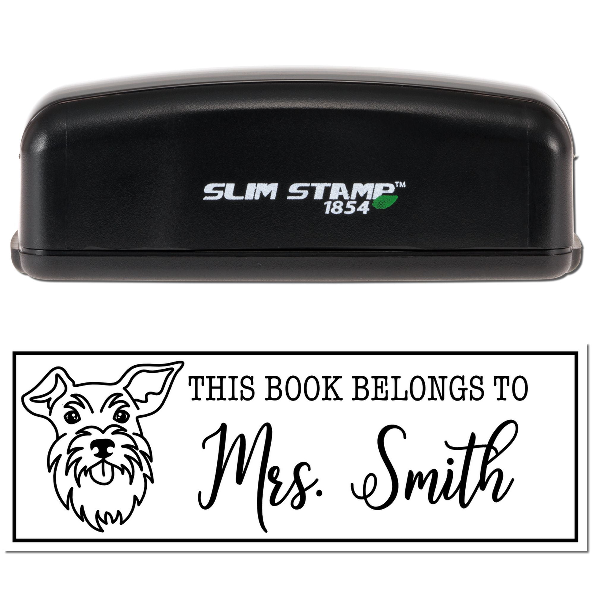Portable Pre-Ink Schnauzer Dog Custom Made This Book Belongs To Stamp - Engineer Seal Stamps