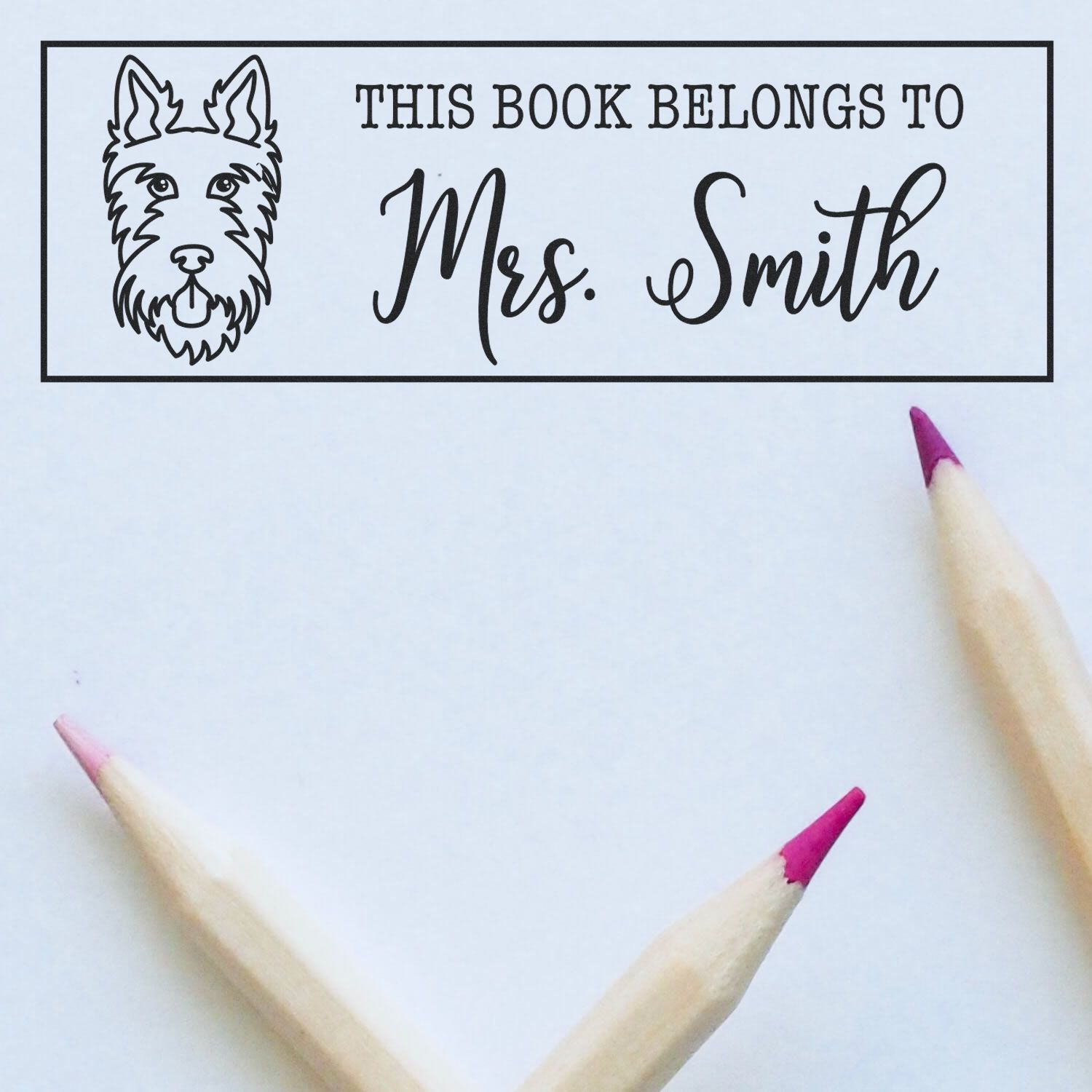 PSI Pre-Inked Scottie Dog Outline Custom Book Nook Stamp - Engineer Seal Stamps
