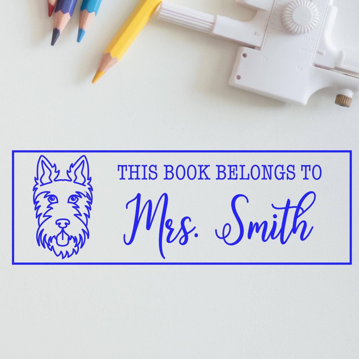 PSI Pre-Inked Scottie Dog Outline Custom Book Nook Stamp - Engineer Seal Stamps