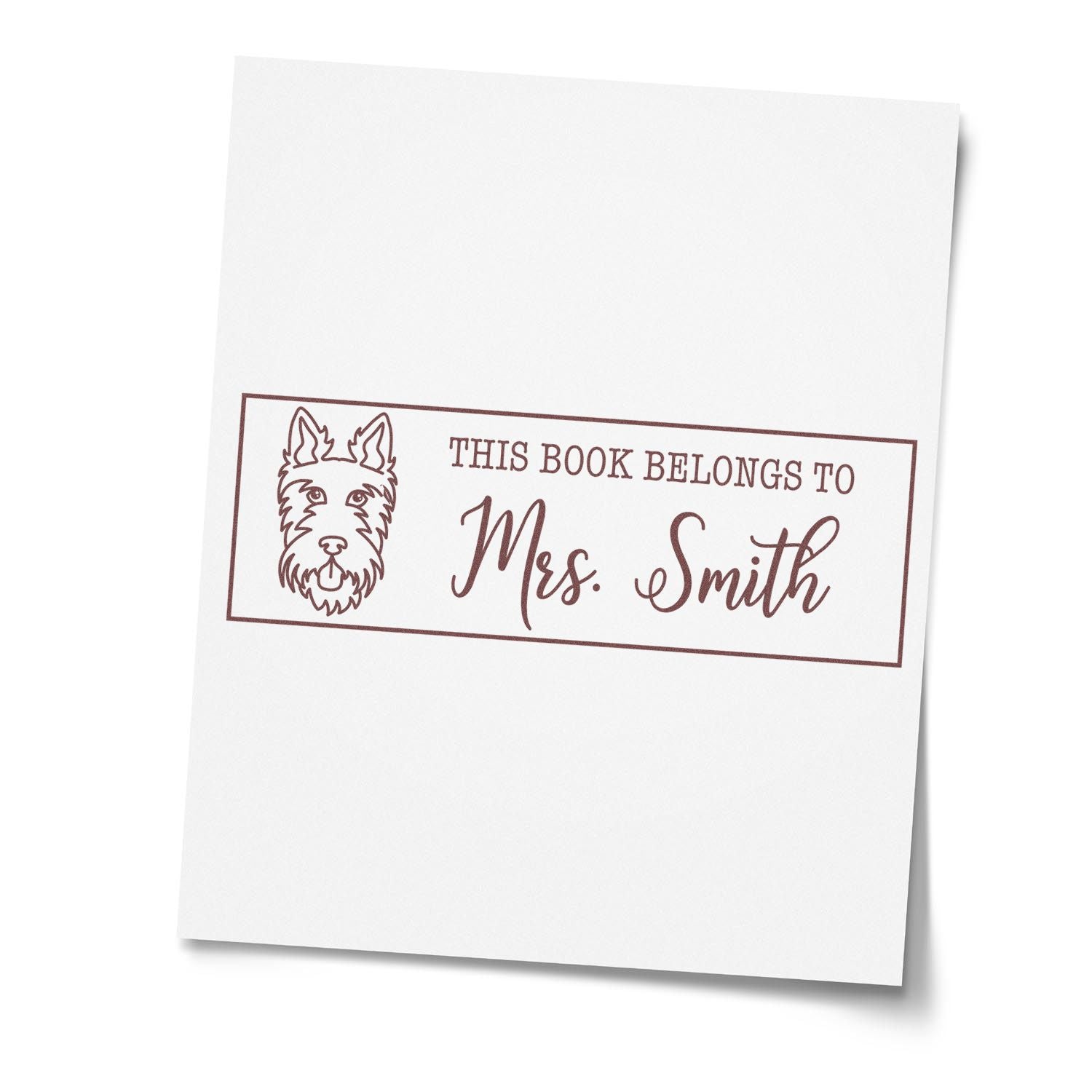 PSI Pre-Inked Scottie Dog Outline Custom Book Nook Stamp - Engineer Seal Stamps