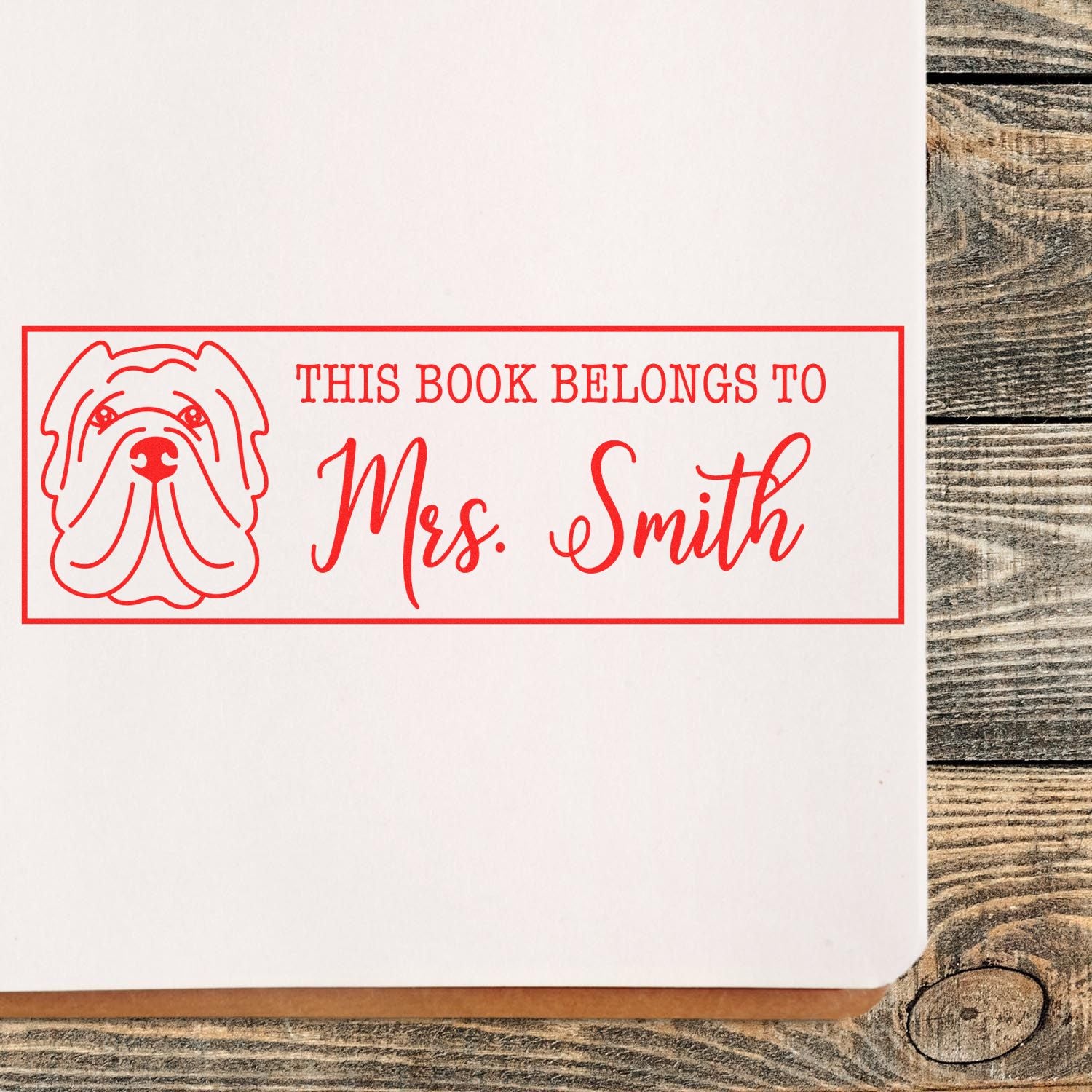 Wood Handle Sharpei Custom Library Book Rubber Stamp - Engineer Seal Stamps