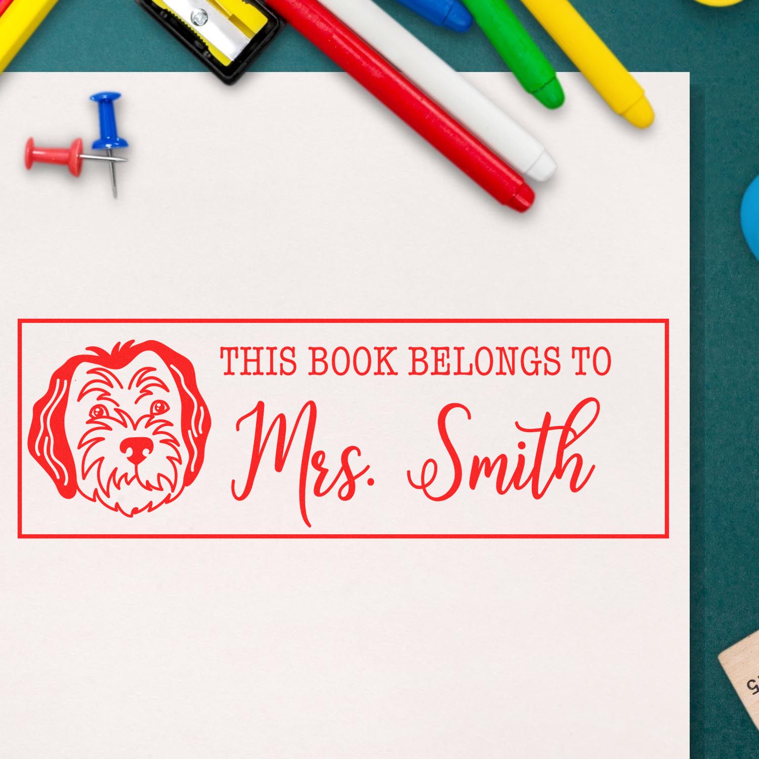 Wood Handle Sheepadoodle Custom Bookplate Rubber Stamp - Engineer Seal Stamps