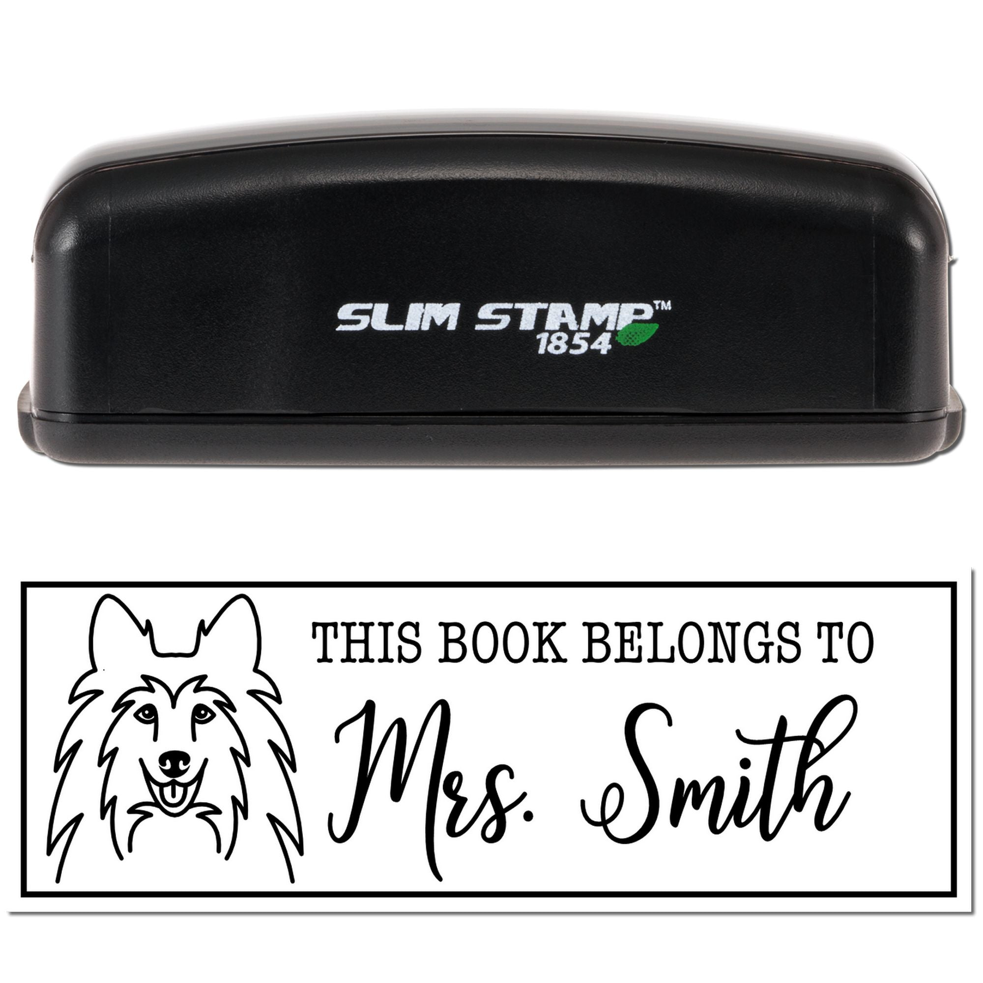 Portable Pre-Ink Shetland Sheepdog Dog Custom Made Book Belongs To Stamp - Engineer Seal Stamps