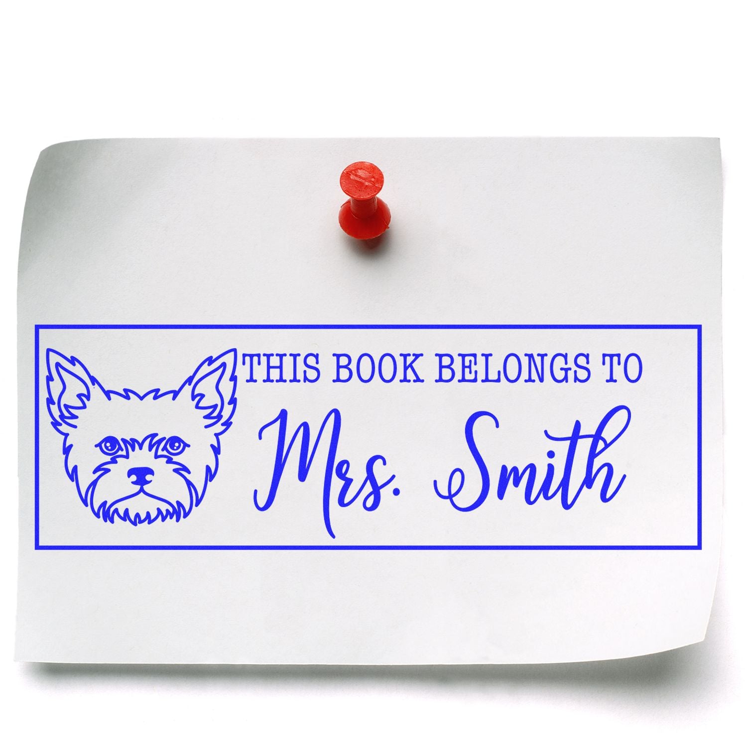 Wood Handle Yorkie Personalized Library Rubber Stamp - Engineer Seal Stamps