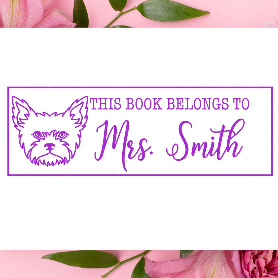 PSI Pre-Inked Yorkie Dog Outline Personalized Book Nook Stamp - Engineer Seal Stamps