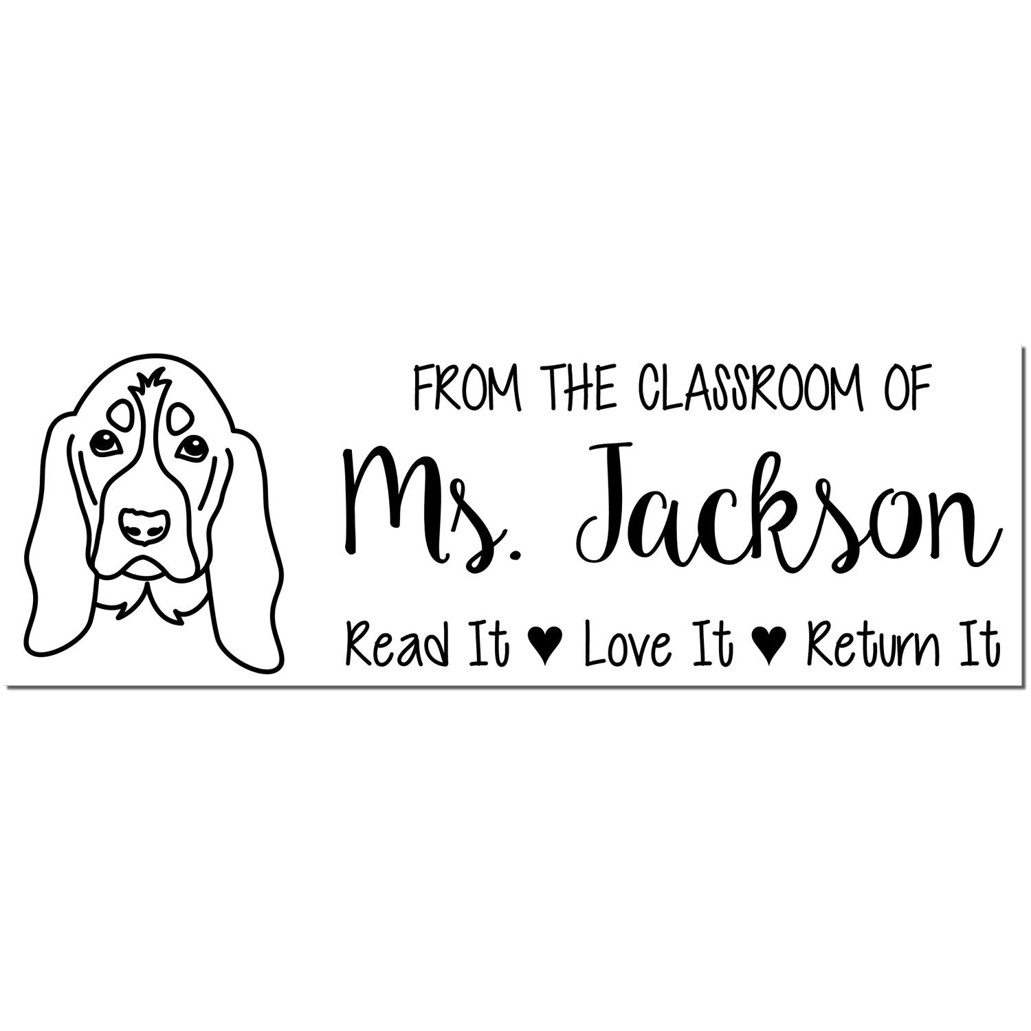 Pre-Inked Basset Hound Outline Customized Classroom Ownership Stamp - Engineer Seal Stamps