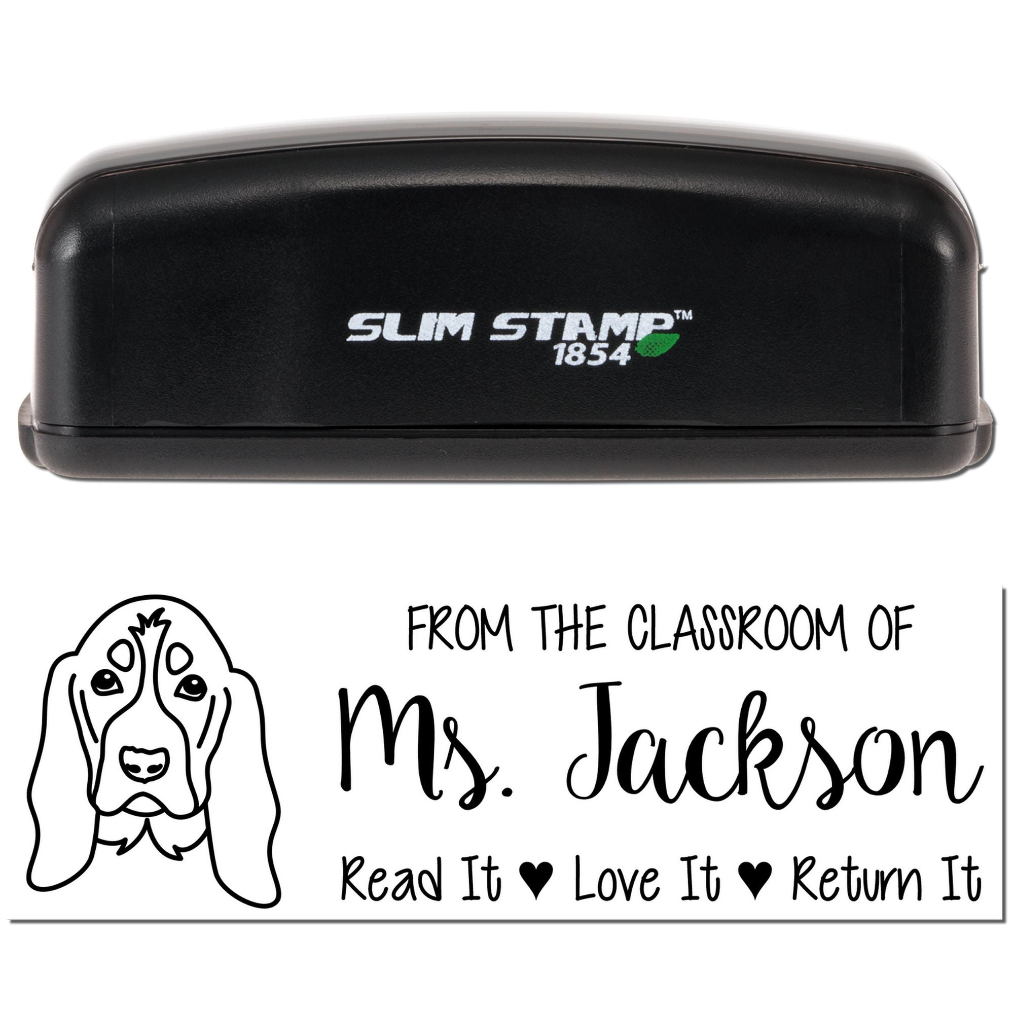 Pre-Inked Basset Hound Outline Customized Classroom Ownership Stamp - Engineer Seal Stamps