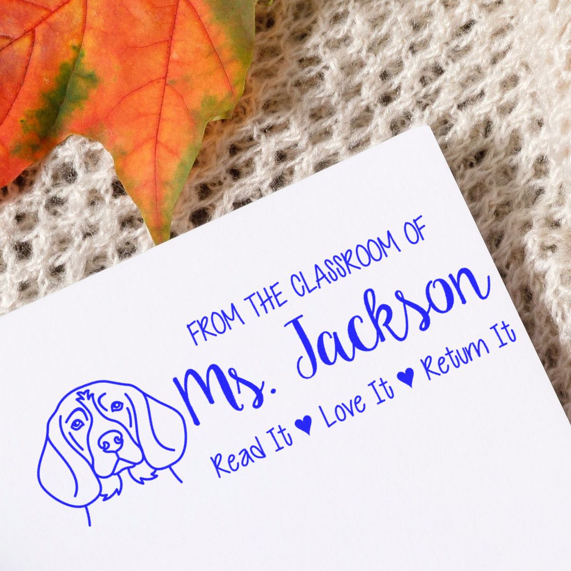 Pre-Inked Beagle Outline Customized Read It Love It Return It Stamp - Engineer Seal Stamps