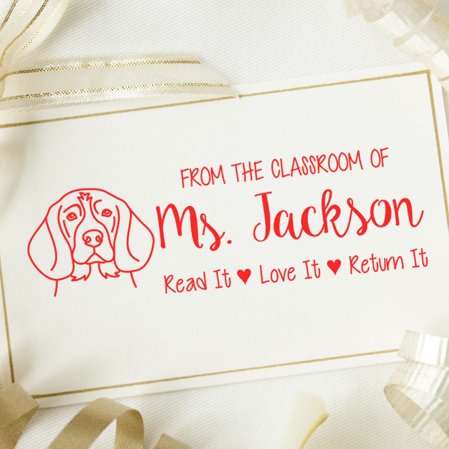 Pre-Inked Beagle Outline Customized Read It Love It Return It Stamp - Engineer Seal Stamps