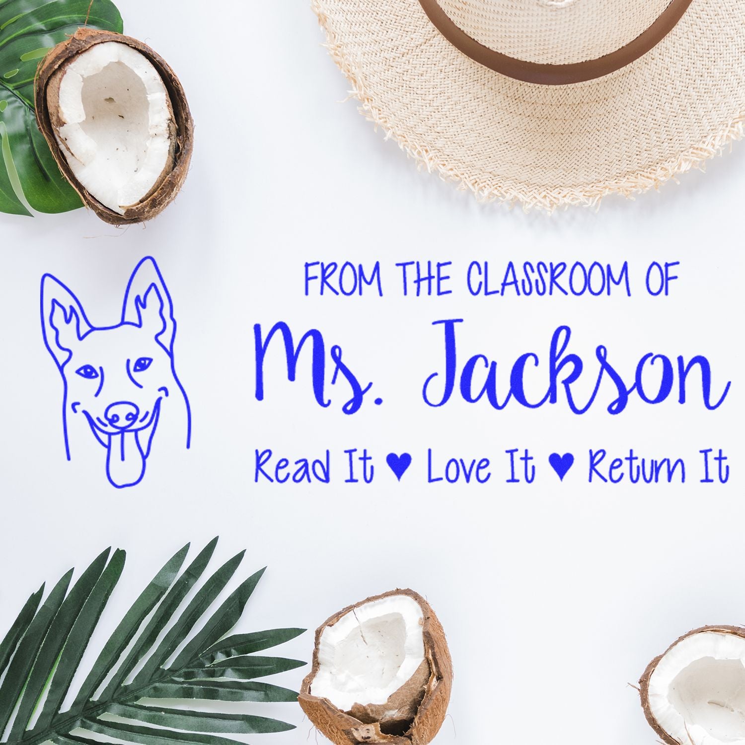 Wood Handle Belgian Malinois Custom This Book Belongs To Stamp - Engineer Seal Stamps