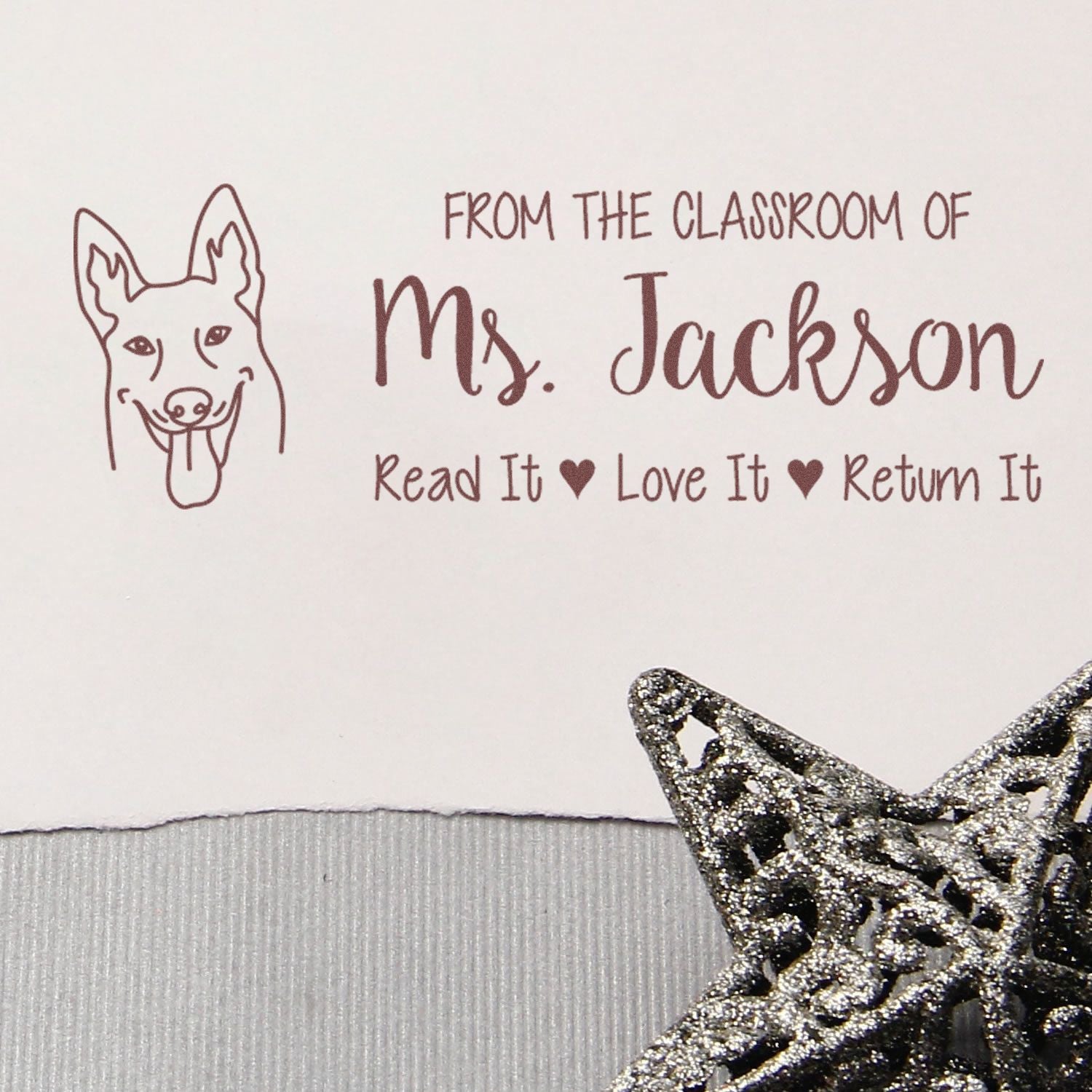 Self-Inking Custom Made BookStamp Stamp with Belgian Malinois Image - Engineer Seal Stamps