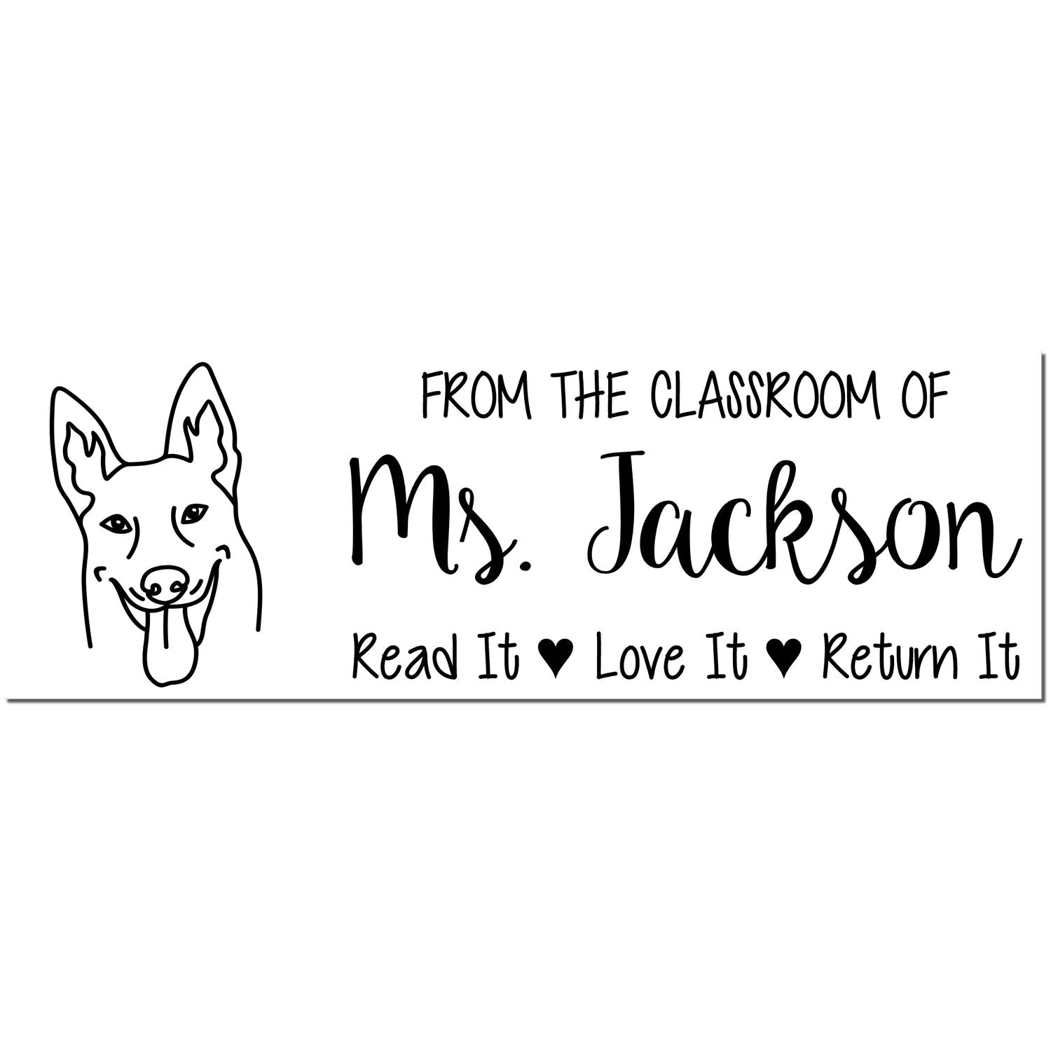 Self-Inking Custom Made BookStamp Stamp with Belgian Malinois Image - Engineer Seal Stamps