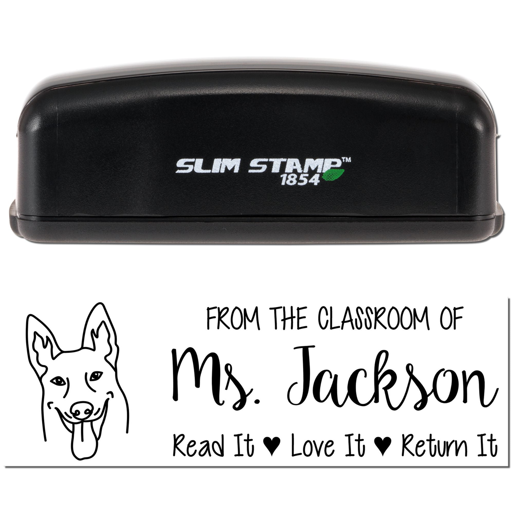 Pre-Inked Belgian Malinois Outline Customized Read It Love It Stamp - Engineer Seal Stamps