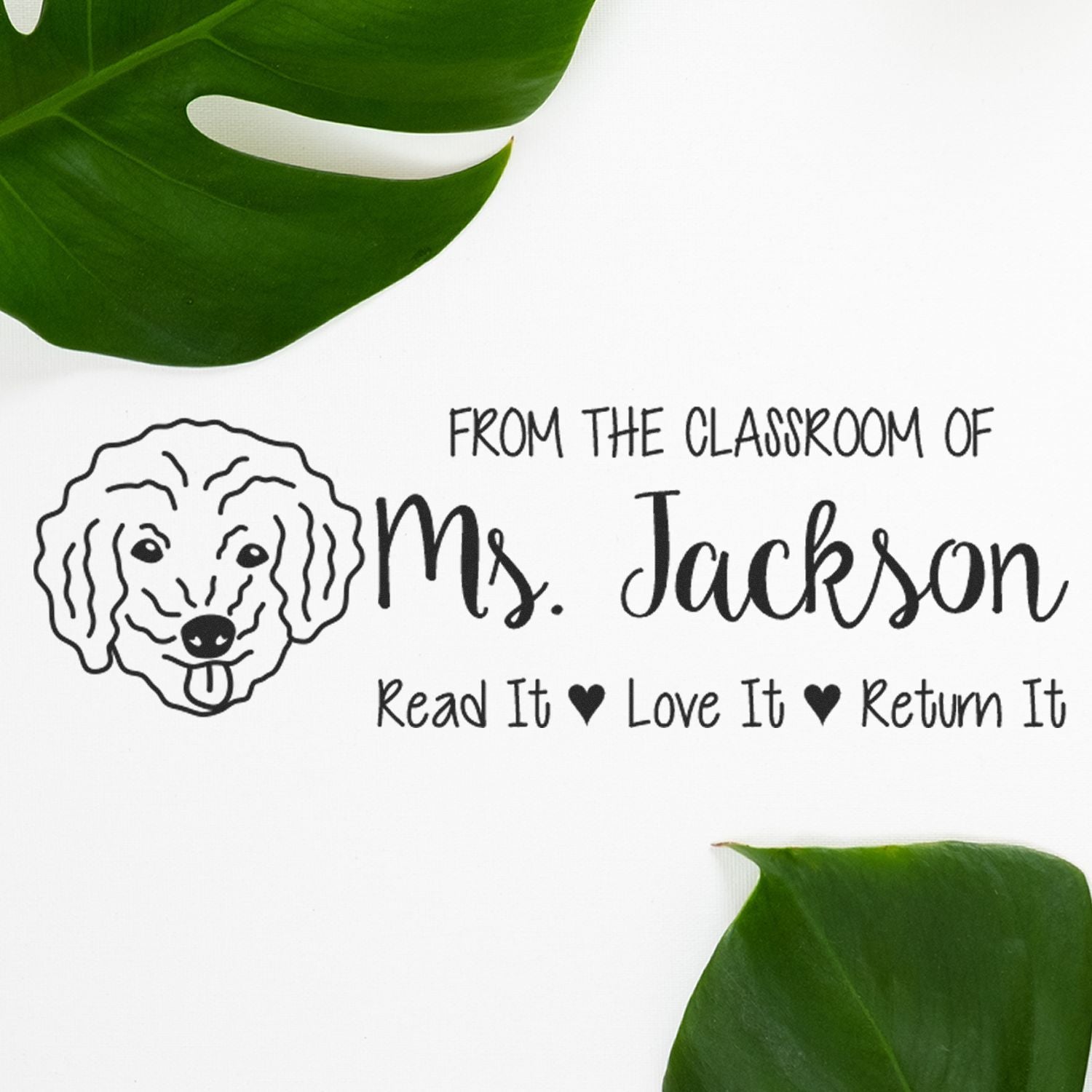 Self-Inking Custom Made Teacher Classroom Stamp with Bichon Poo Image - Engineer Seal Stamps