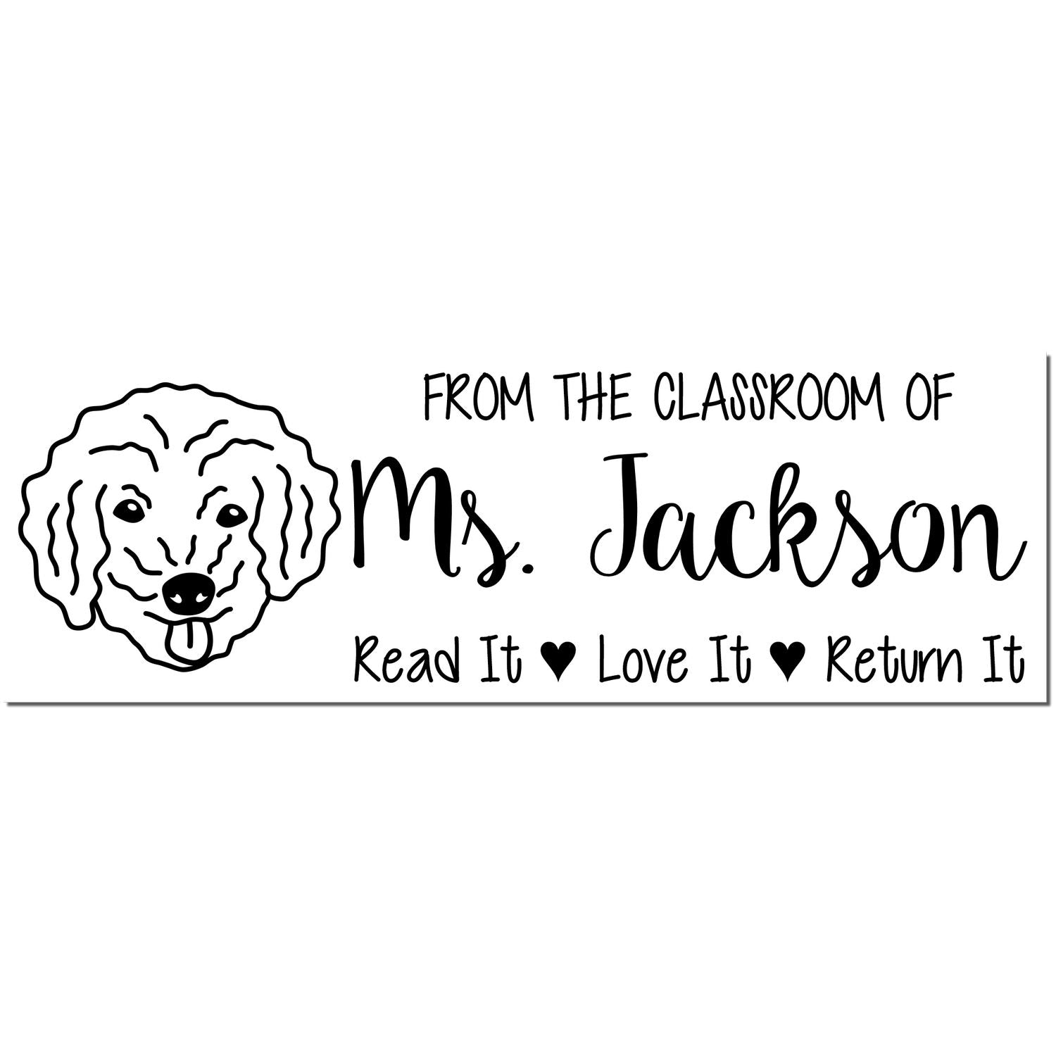 Pre-Inked Bichon Poo Outline Customized Teacher Book Ownership Stamp - Engineer Seal Stamps