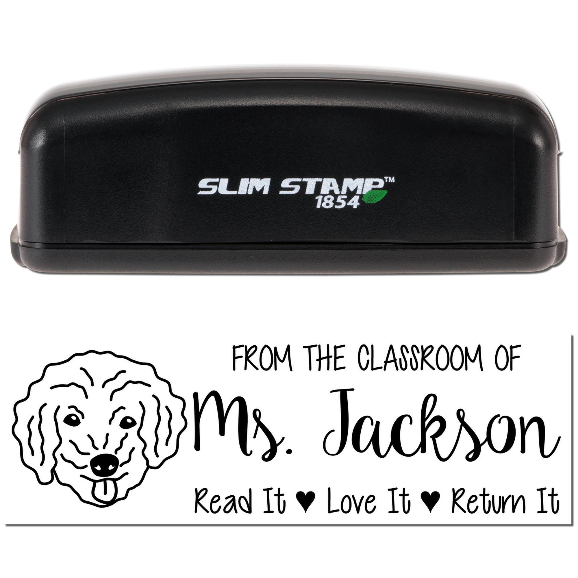 Pre-Inked Bichon Poo Outline Customized Teacher Book Ownership Stamp - Engineer Seal Stamps