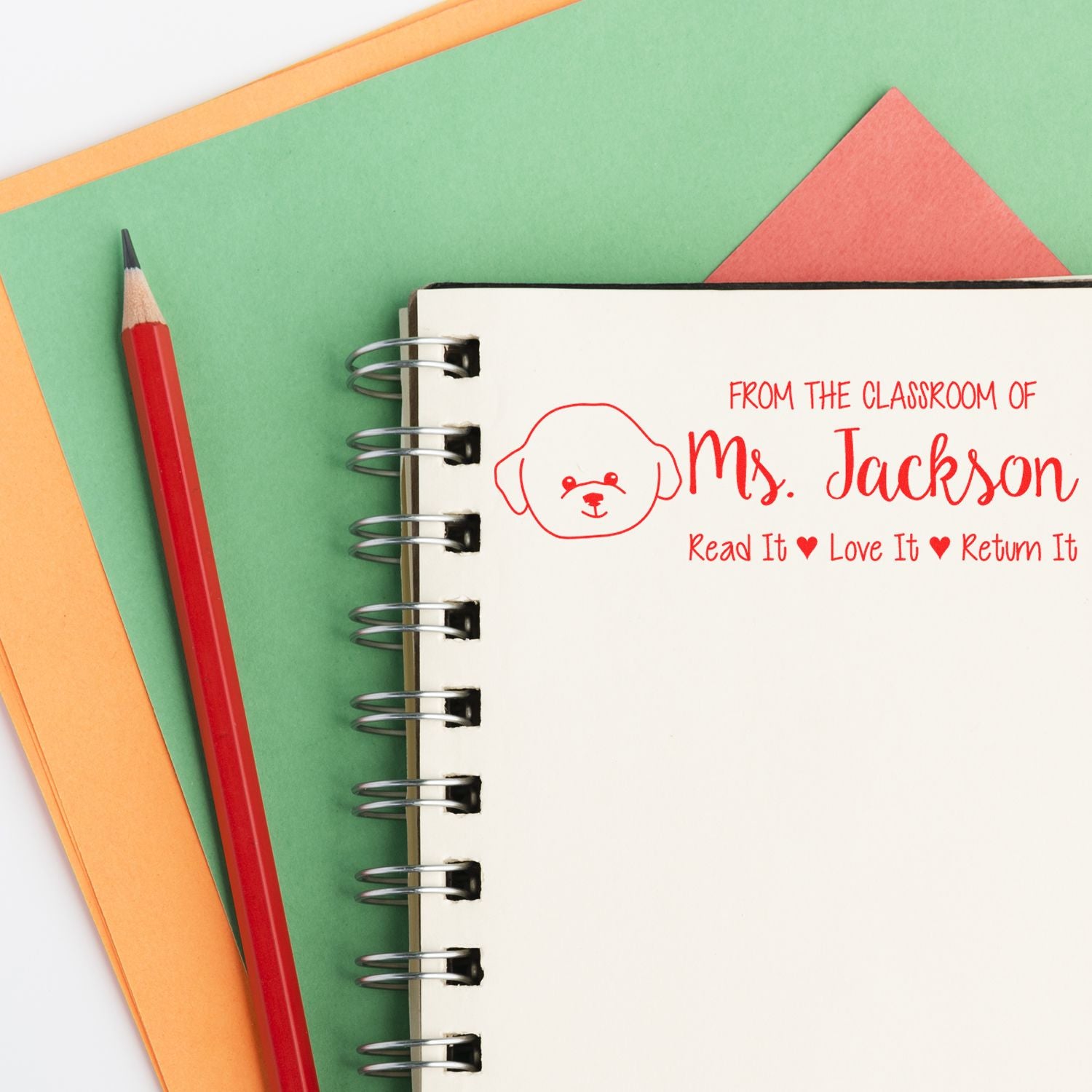 Self-Inking Custom Made Personal Book Stamp with Bichon Image - Engineer Seal Stamps