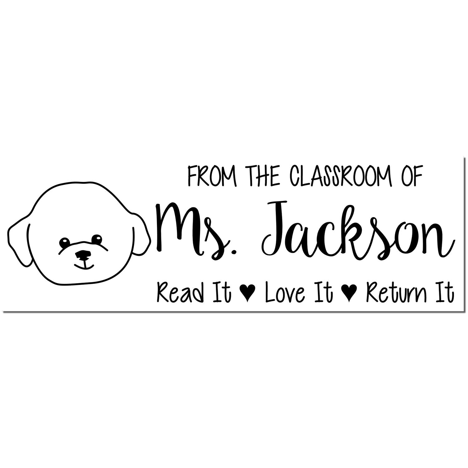 Self-Inking Custom Made Personal Book Stamp with Bichon Image - Engineer Seal Stamps