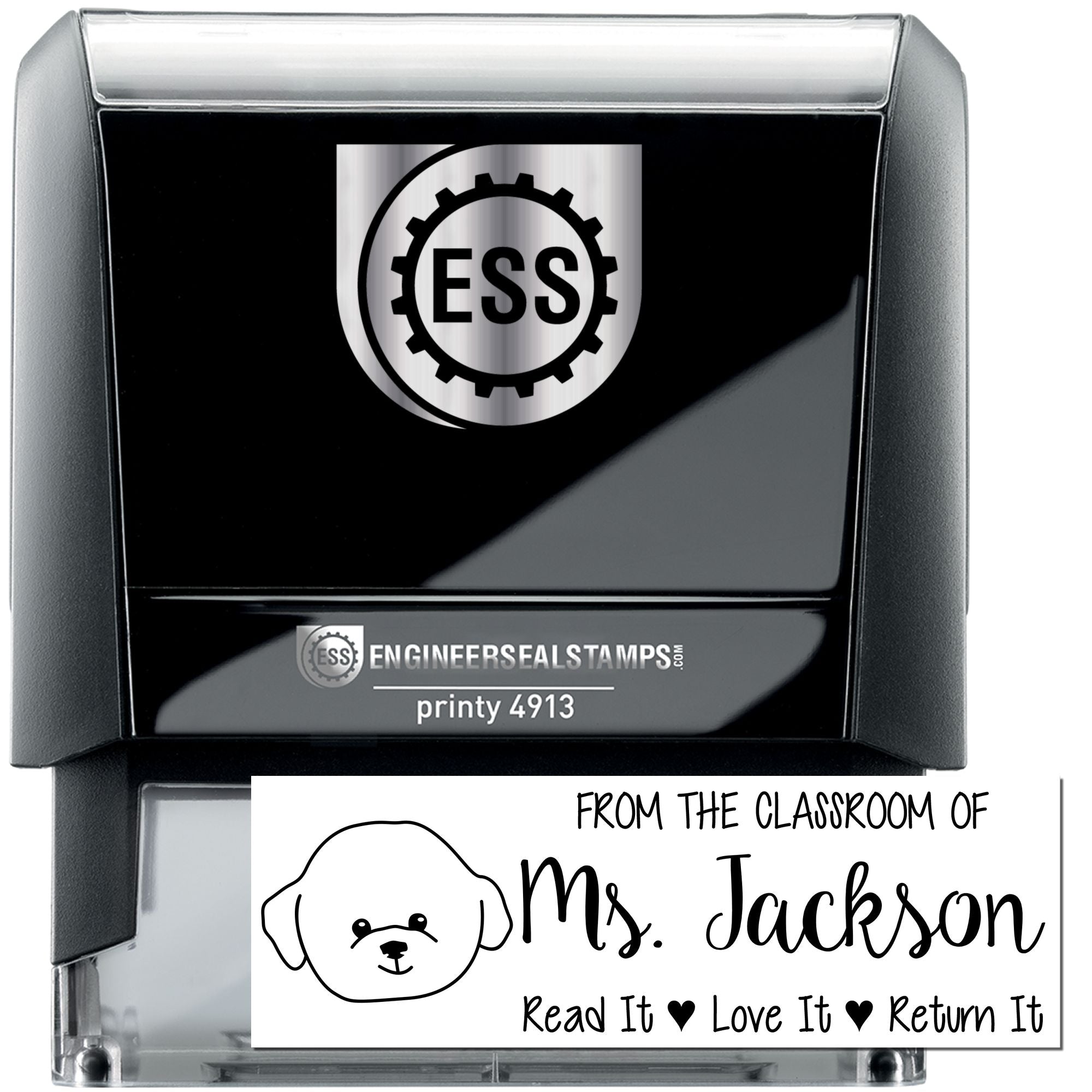 Self-Inking Custom Made Personal Book Stamp with Bichon Image - Engineer Seal Stamps