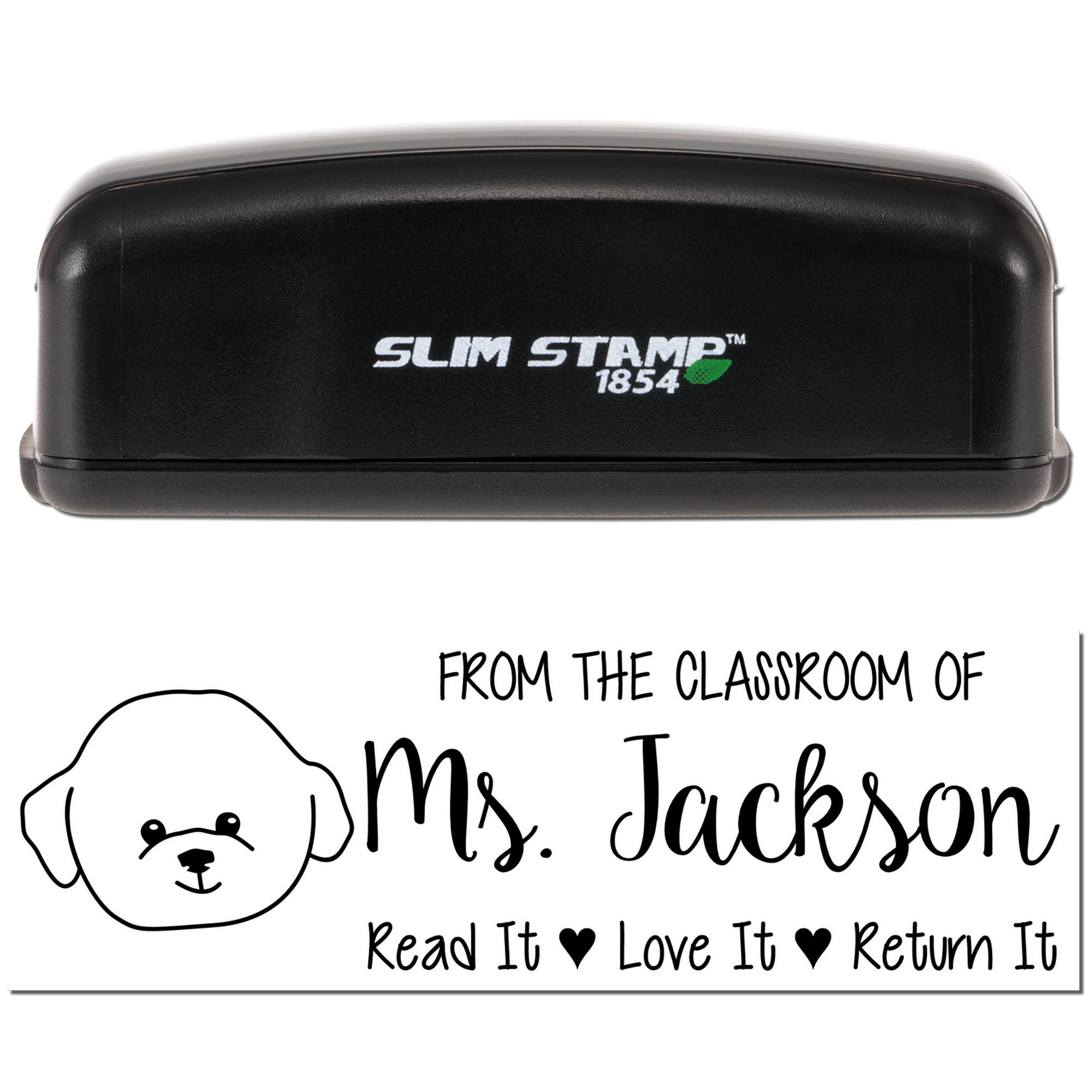 Pre-Inked Bichon Outline Customized Read It Return It Stamp - Engineer Seal Stamps