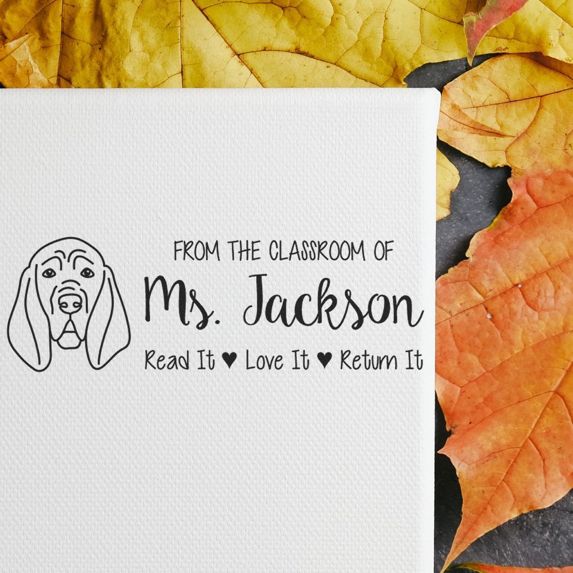Self-Inking Custom Made Teacher Book Stamp with Blood Hound Image - Engineer Seal Stamps