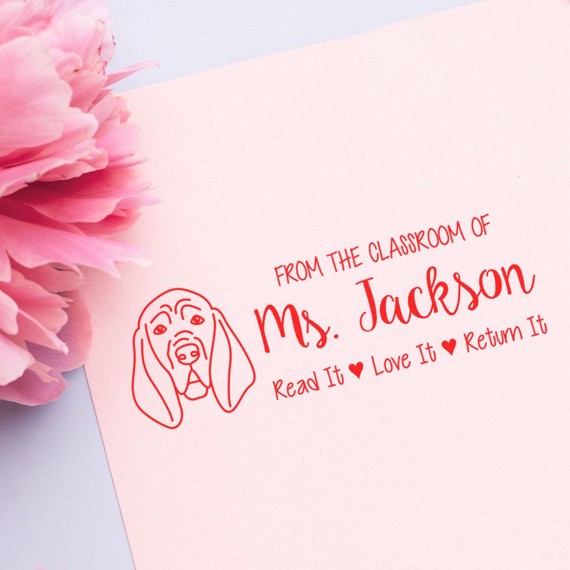 Wood Handle Blood Hound Custom Library Book Stamp
