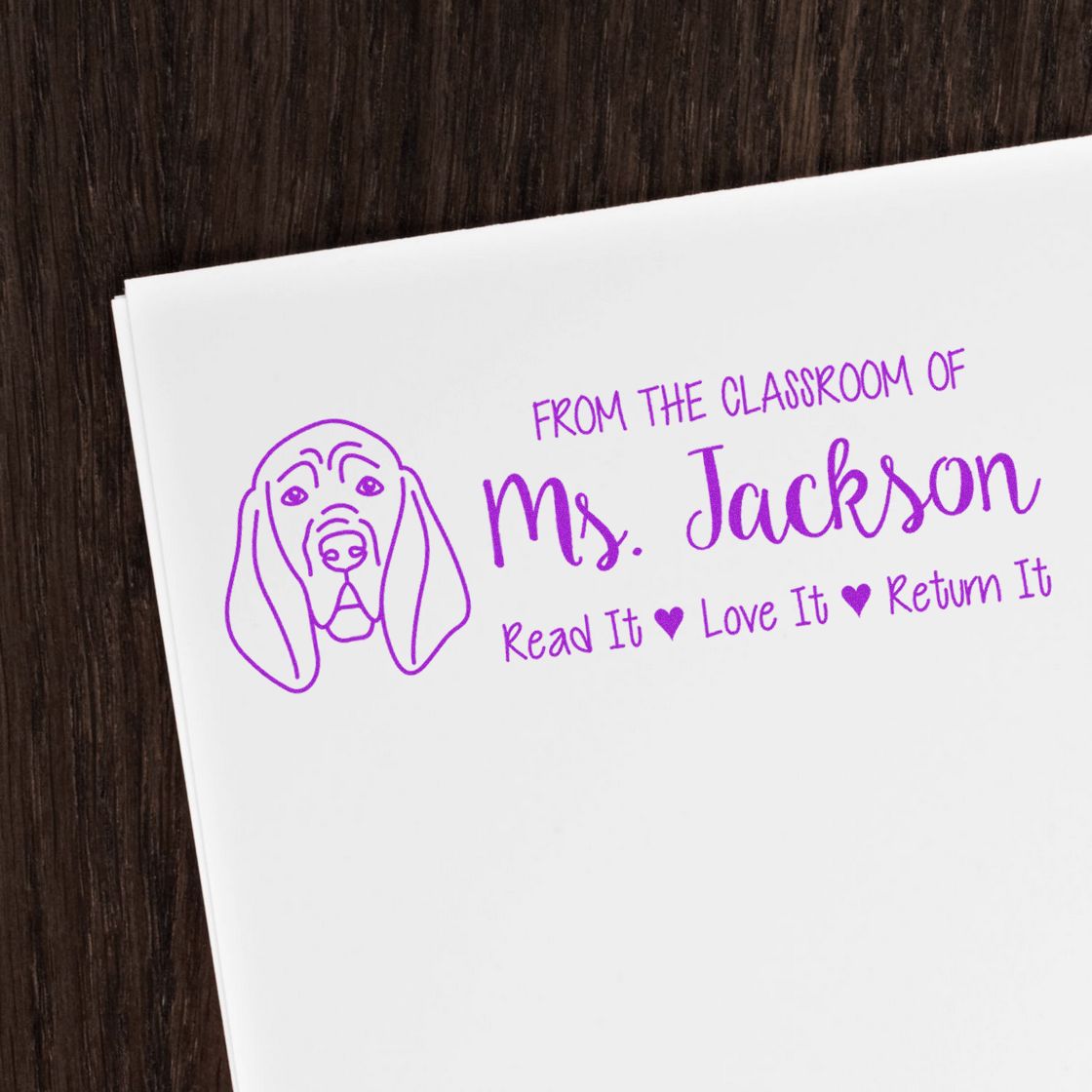 Self-Inking Custom Made Teacher Book Stamp with Blood Hound Image - Engineer Seal Stamps