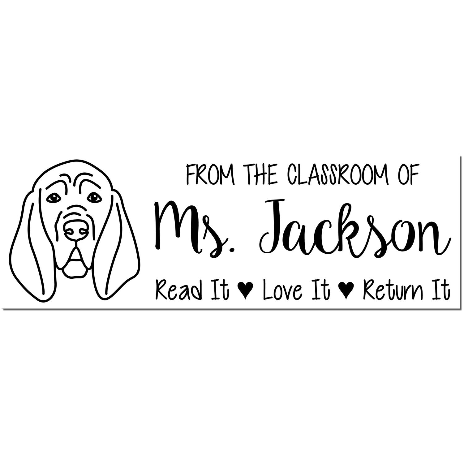 Self-Inking Custom Made Teacher Book Stamp with Blood Hound Image - Engineer Seal Stamps