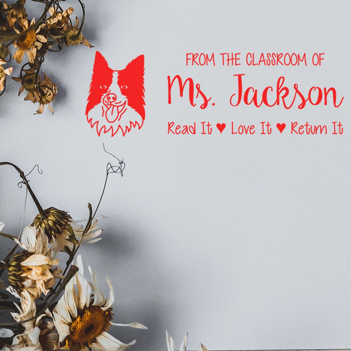 Border Collie Customized Book Nook Stamp Pre-Inked - Engineer Seal Stamps