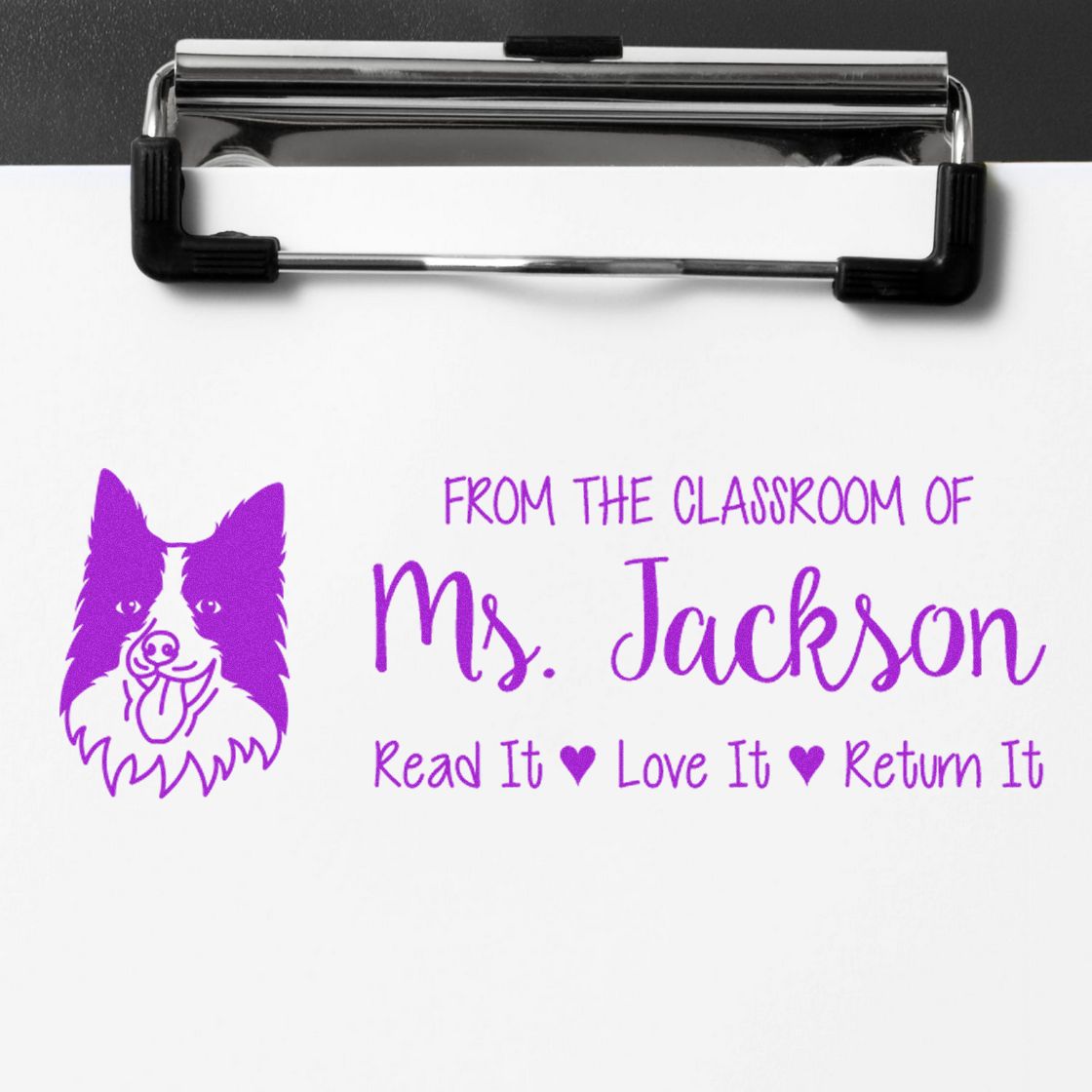 Border Collie Customized Book Nook Stamp Pre-Inked - Engineer Seal Stamps