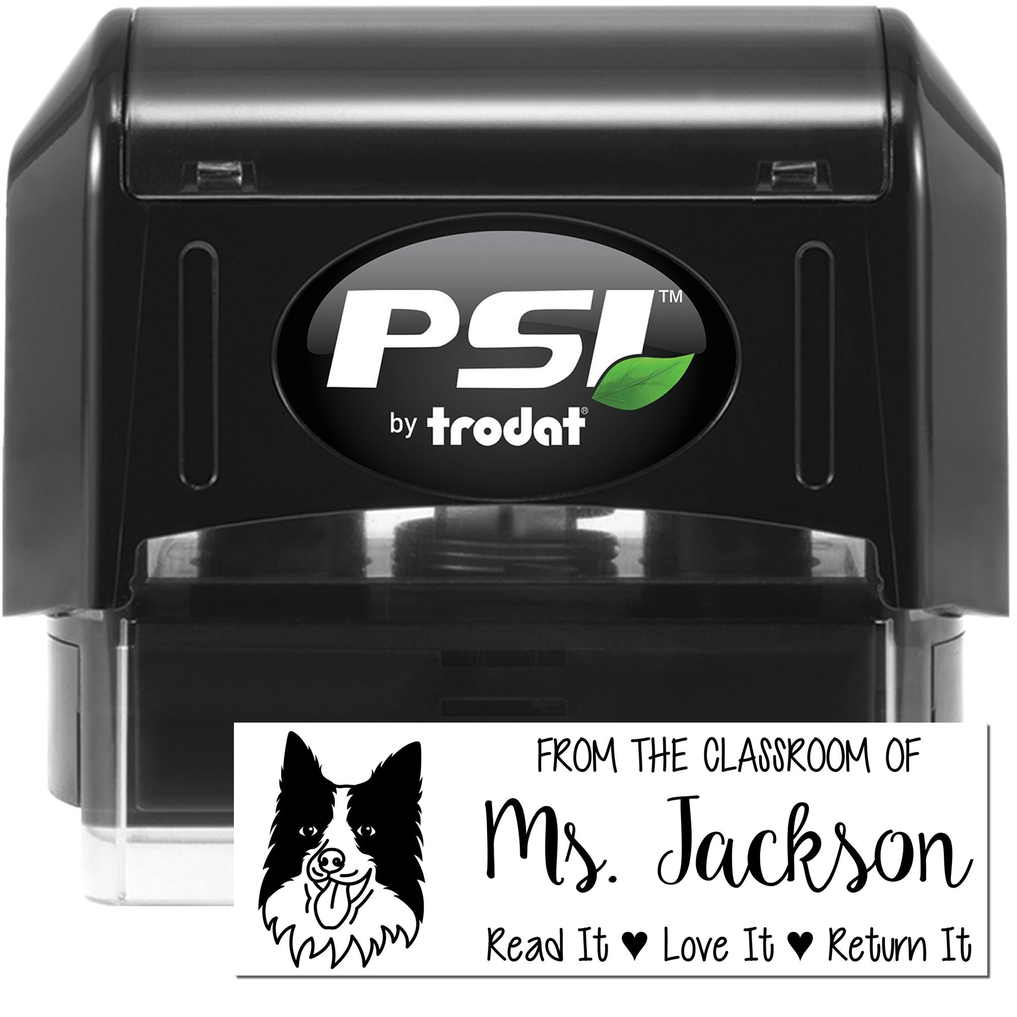 Border Collie Customized Book Nook Stamp Pre-Inked - Engineer Seal Stamps