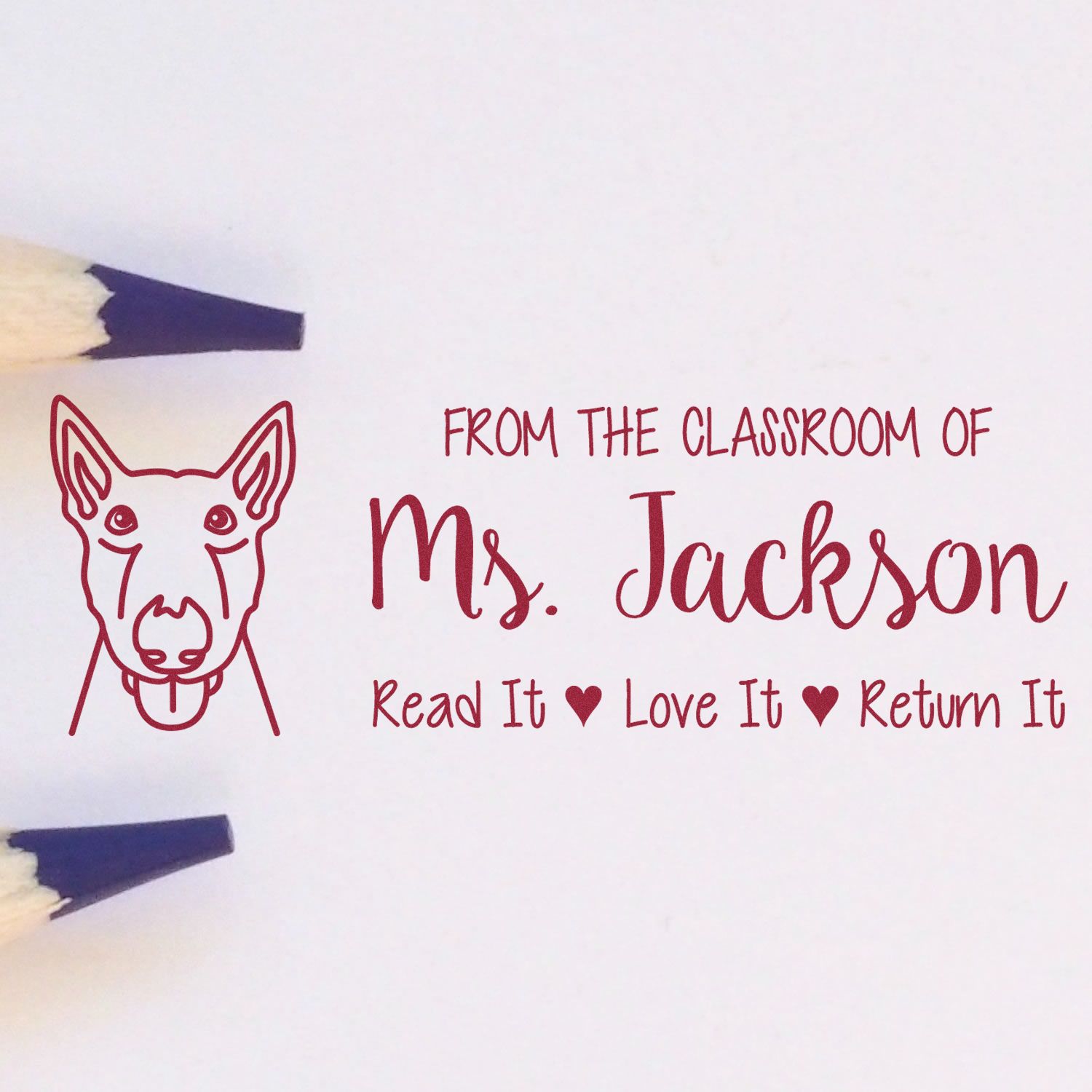 Bull Terrier Customized Teacher Library Stamp Pre-Inked - Engineer Seal Stamps