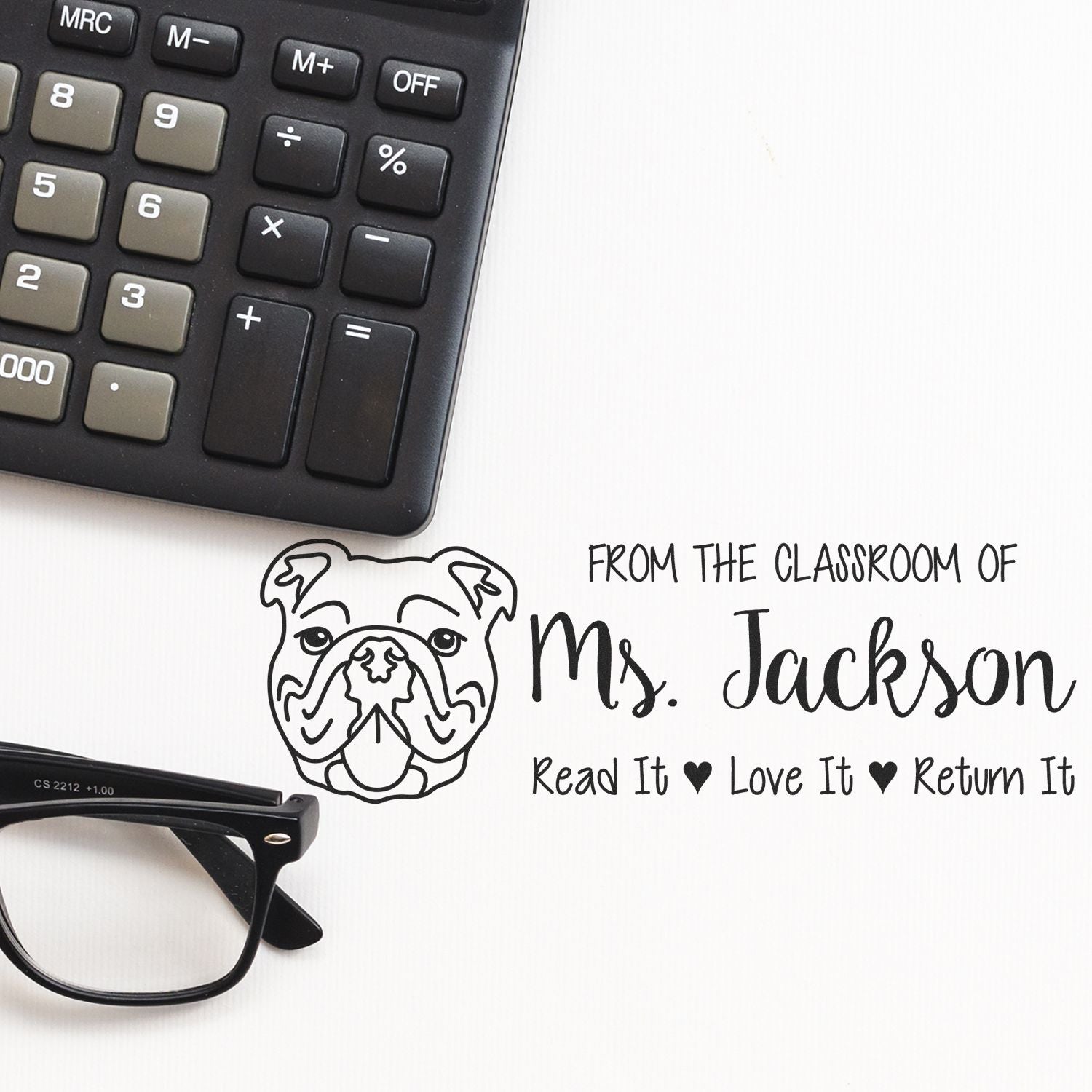 Self-Inking Custom Made Read It Love It Stamp with Bulldog Image - Engineer Seal Stamps