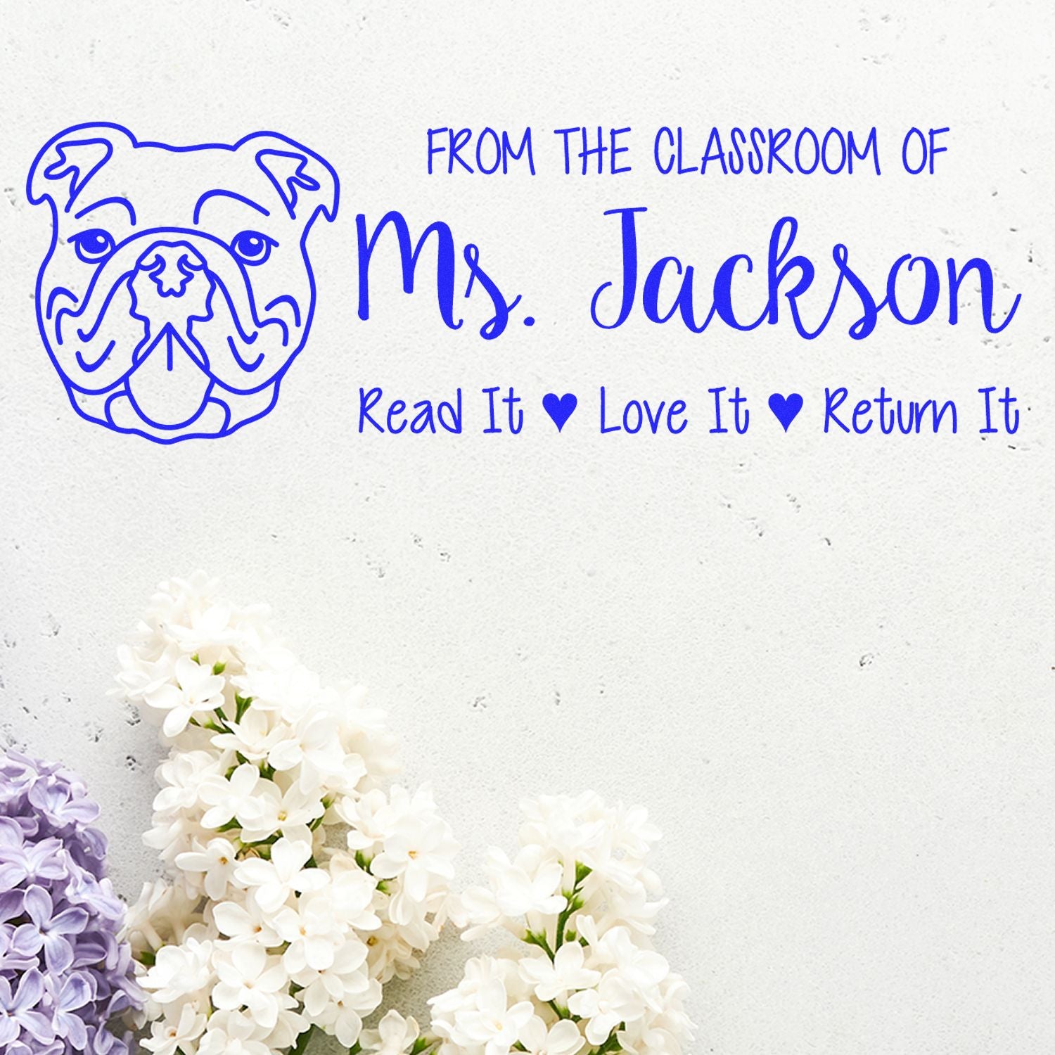 Self-Inking Custom Made Read It Love It Stamp with Bulldog Image - Engineer Seal Stamps