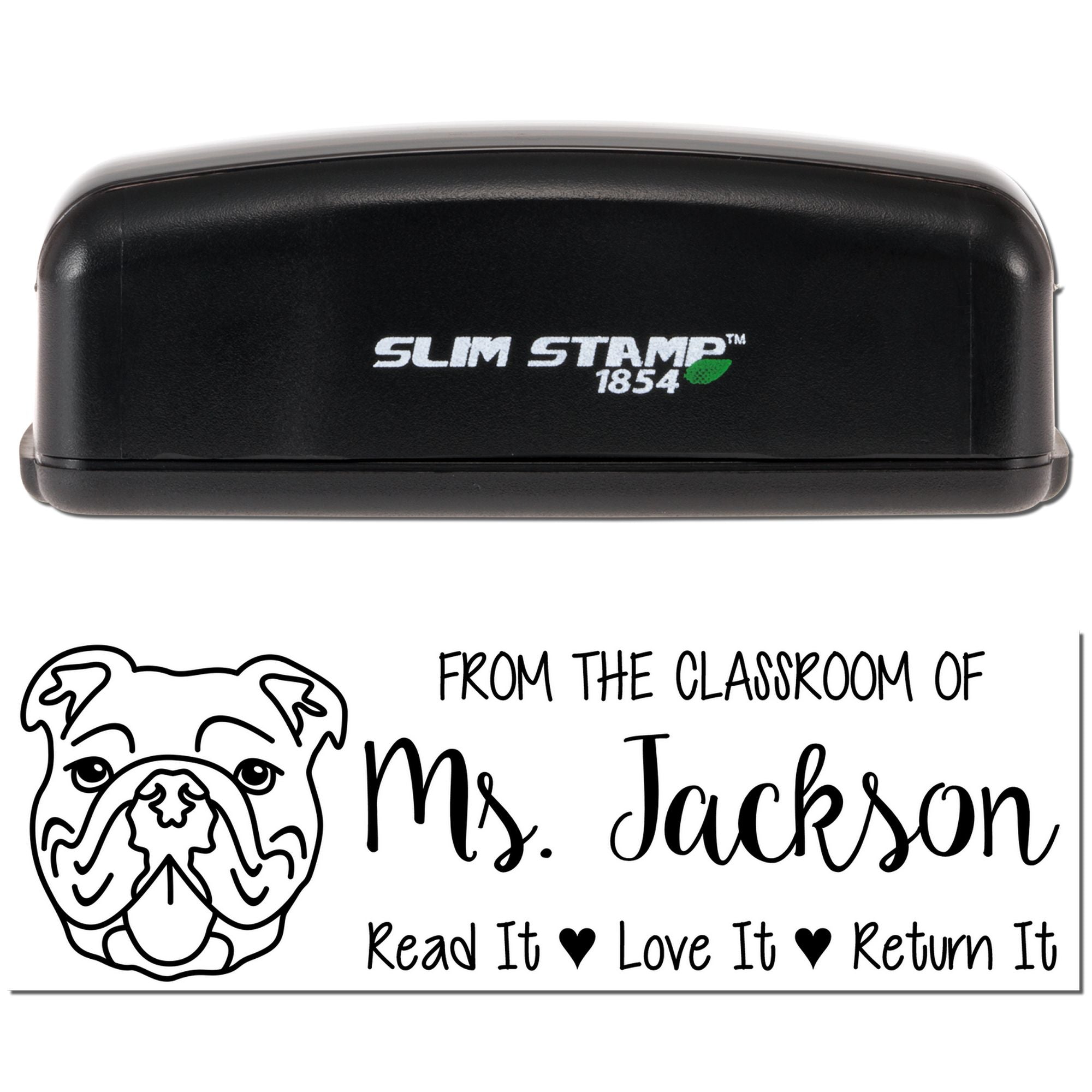 Pre-Inked Bulldog Outline Custom Made Library Book Stamp - Engineer Seal Stamps