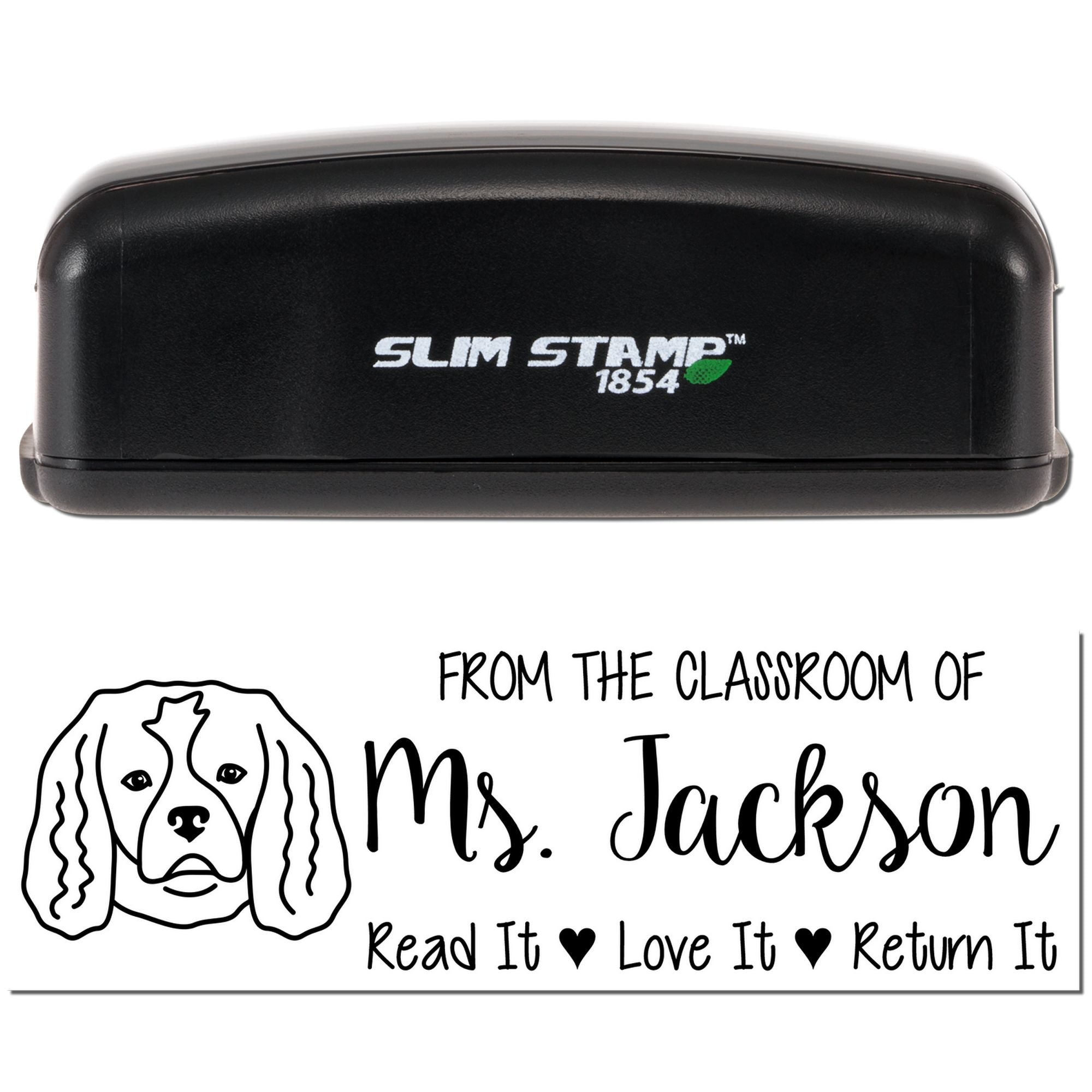 Pre-Inked Cavalier King Charles Outline Custom Made Book Belongs To Stamp - Engineer Seal Stamps