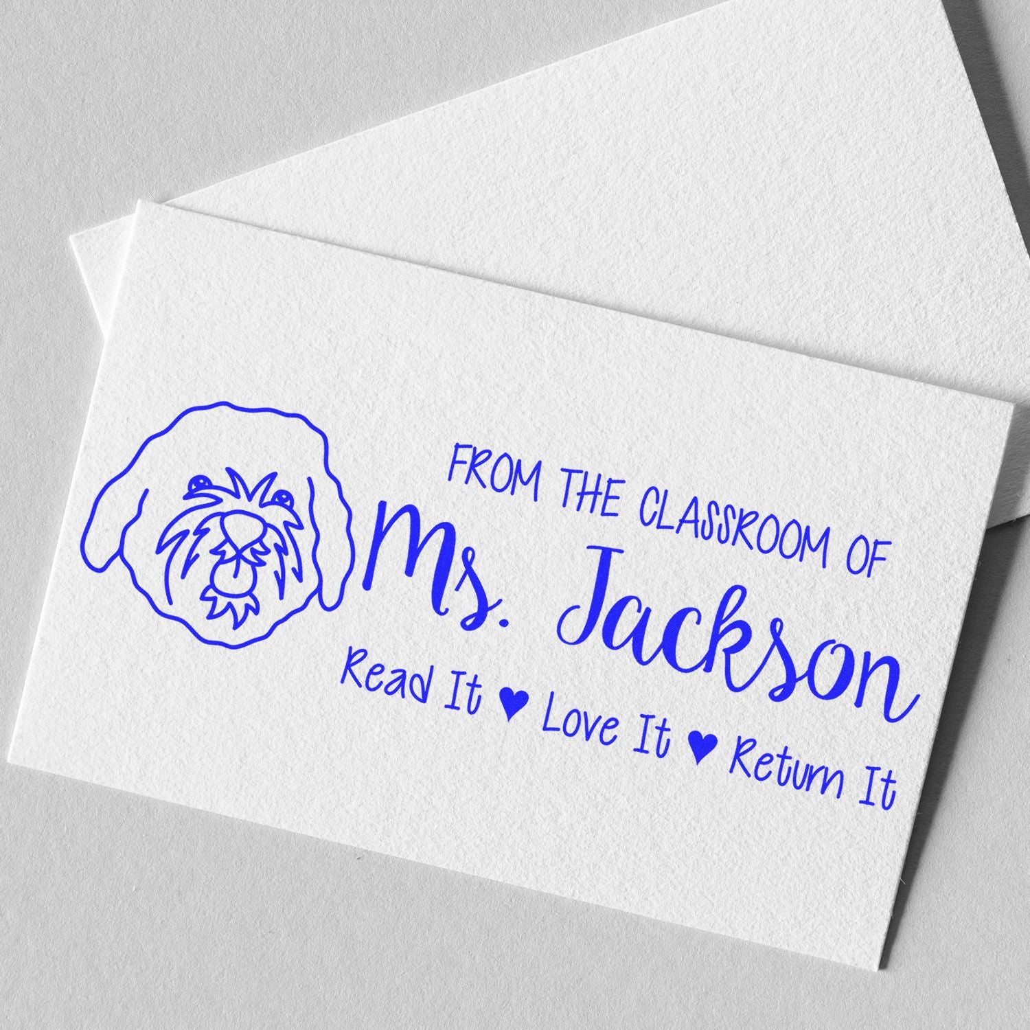 Self-Inking Custom Book Ownership Stamp with Cavapoo Image - Engineer Seal Stamps