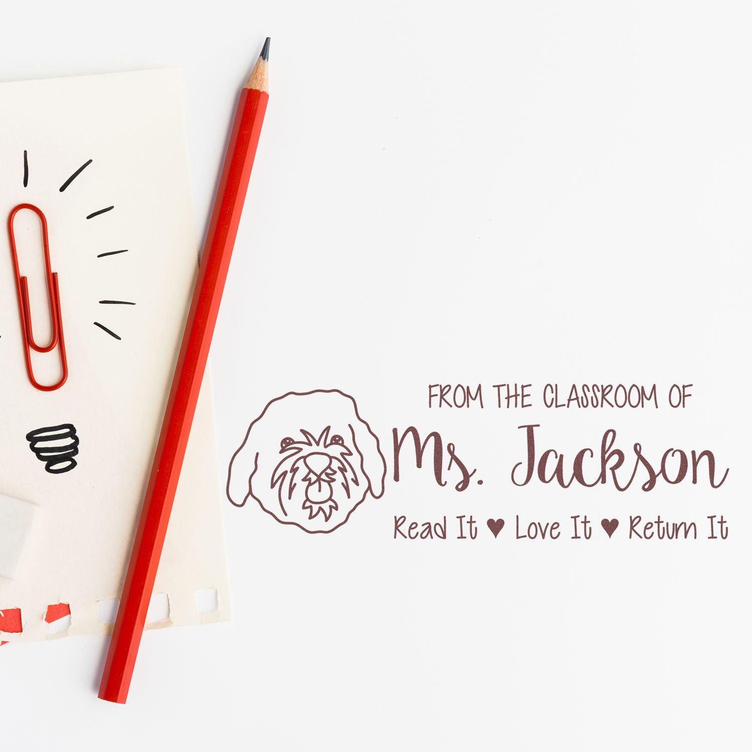 Pre-Inked Cavapoo Outline Custom Made Book Identification Stamp - Engineer Seal Stamps