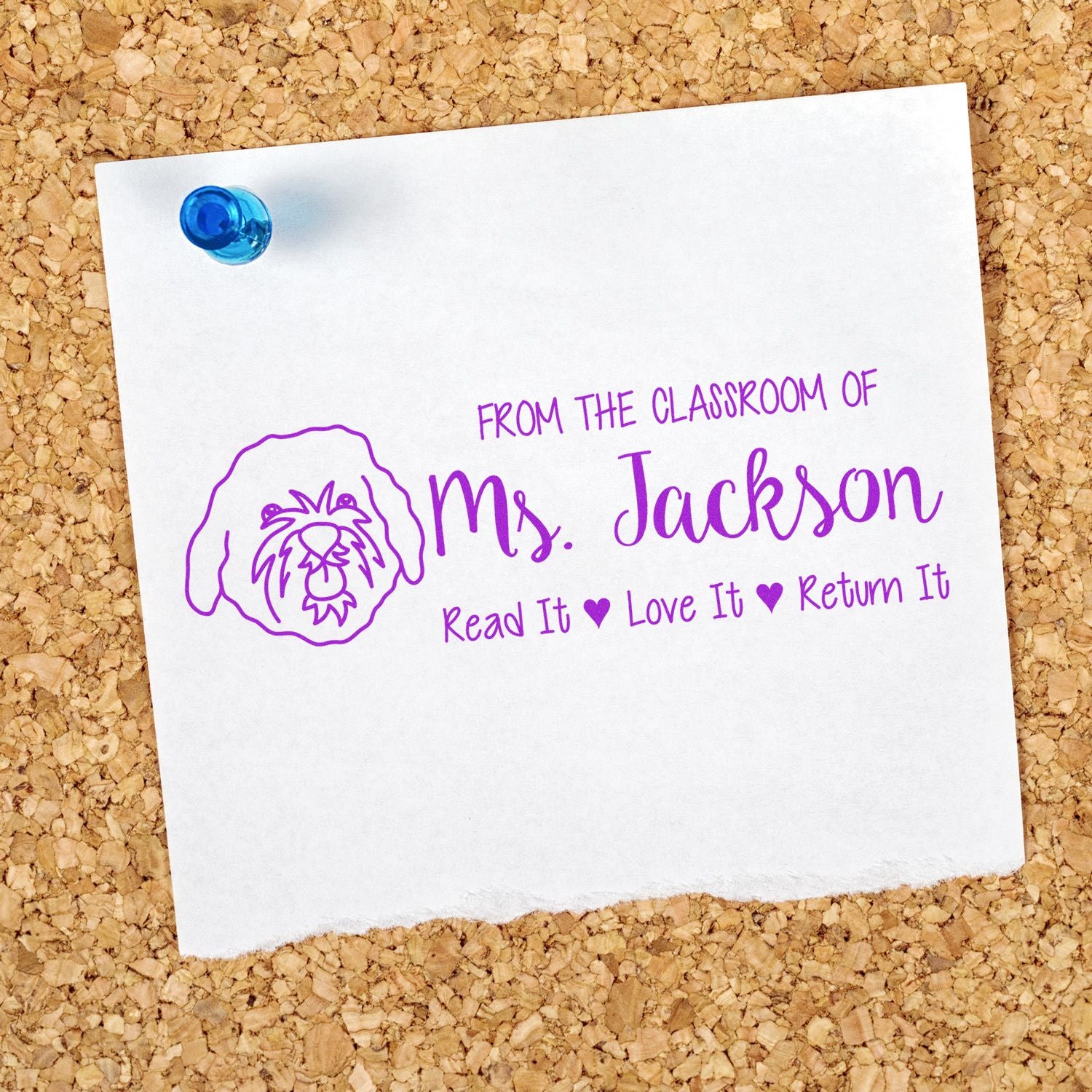 Self-Inking Custom Book Ownership Stamp with Cavapoo Image - Engineer Seal Stamps