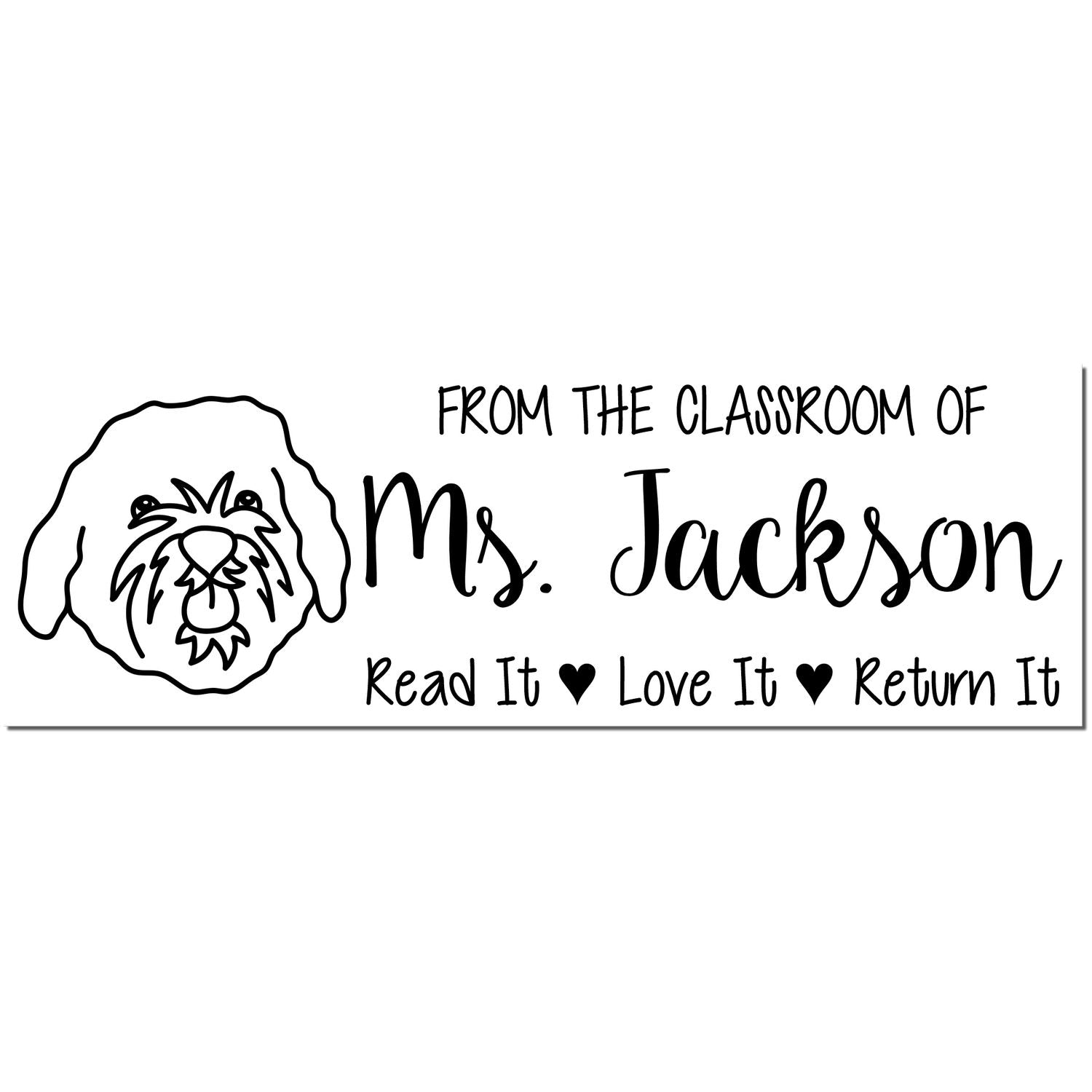 Self-Inking Custom Book Ownership Stamp with Cavapoo Image - Engineer Seal Stamps