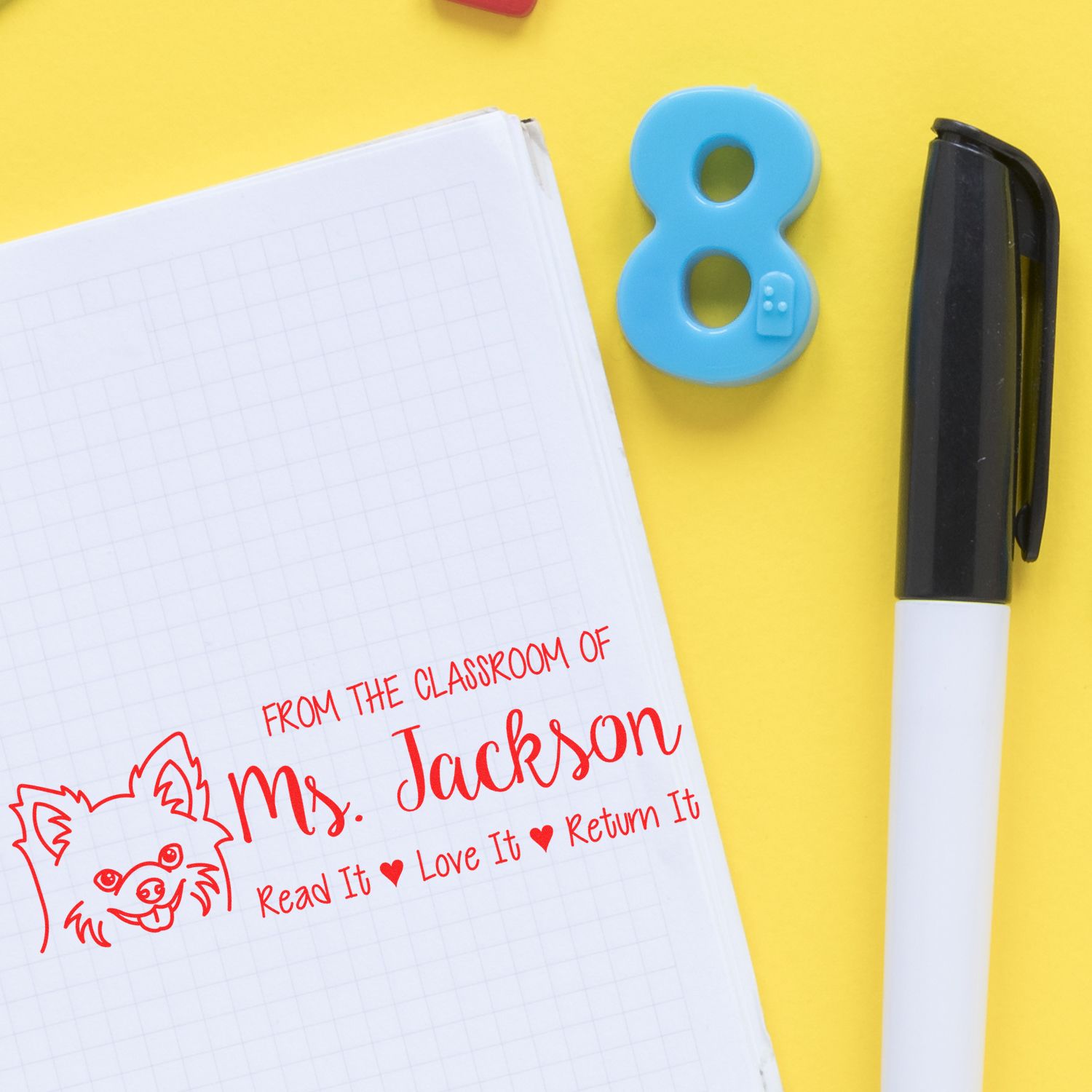 Pre-Inked Chihuahua Outline Custom Made Book Nook Stamp - Engineer Seal Stamps