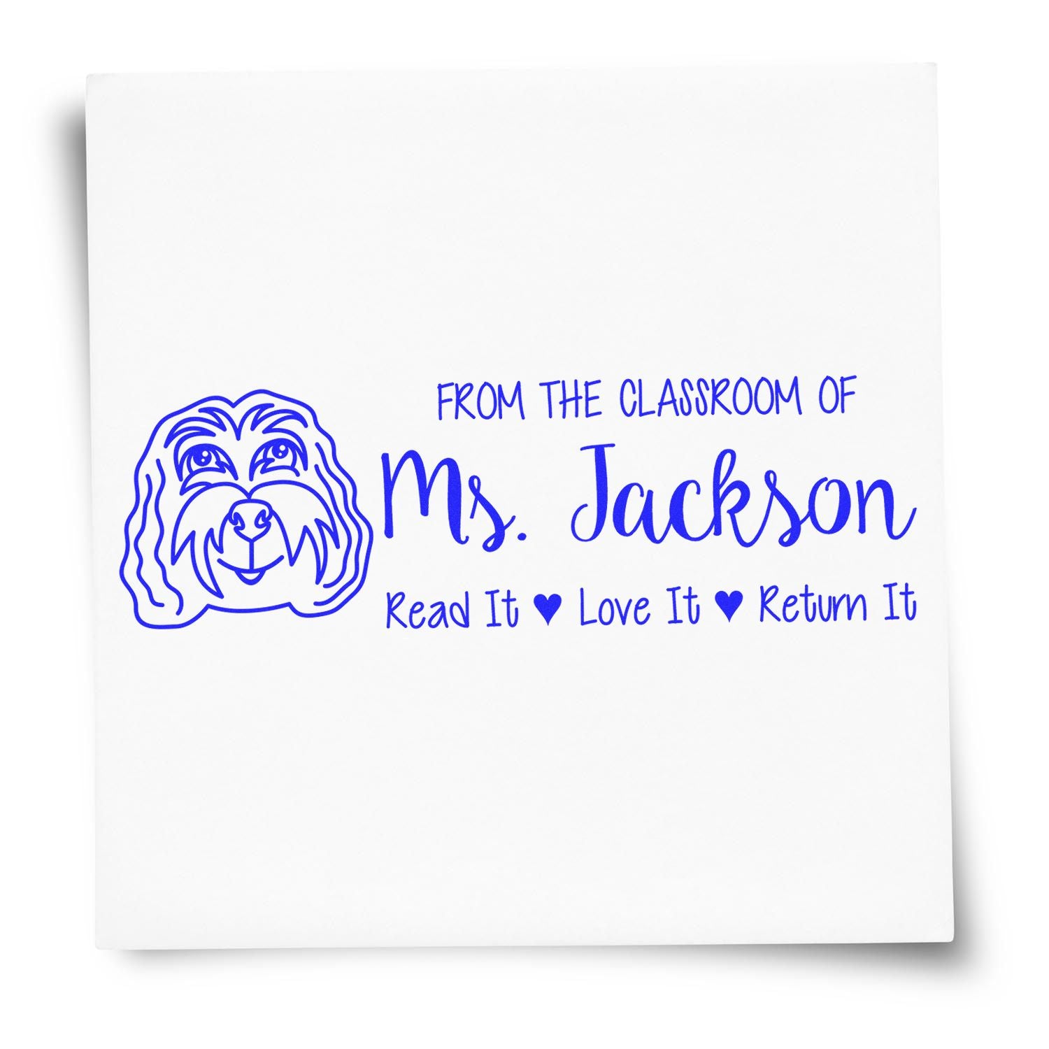 Pre-Inked Cockapoo Outline Custom Made Personal Book Stamp - Engineer Seal Stamps