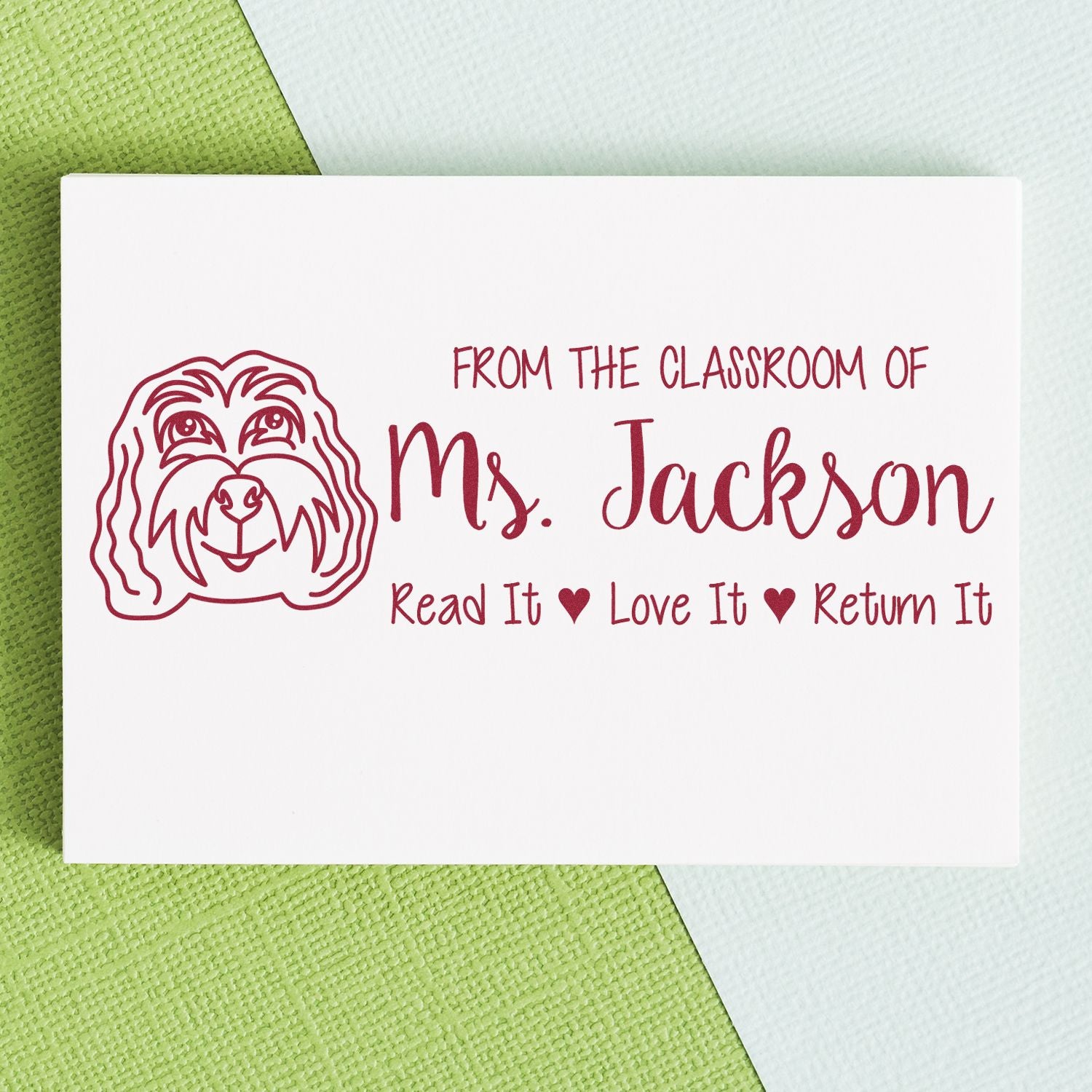 Pre-Inked Cockapoo Outline Custom Made Personal Book Stamp - Engineer Seal Stamps