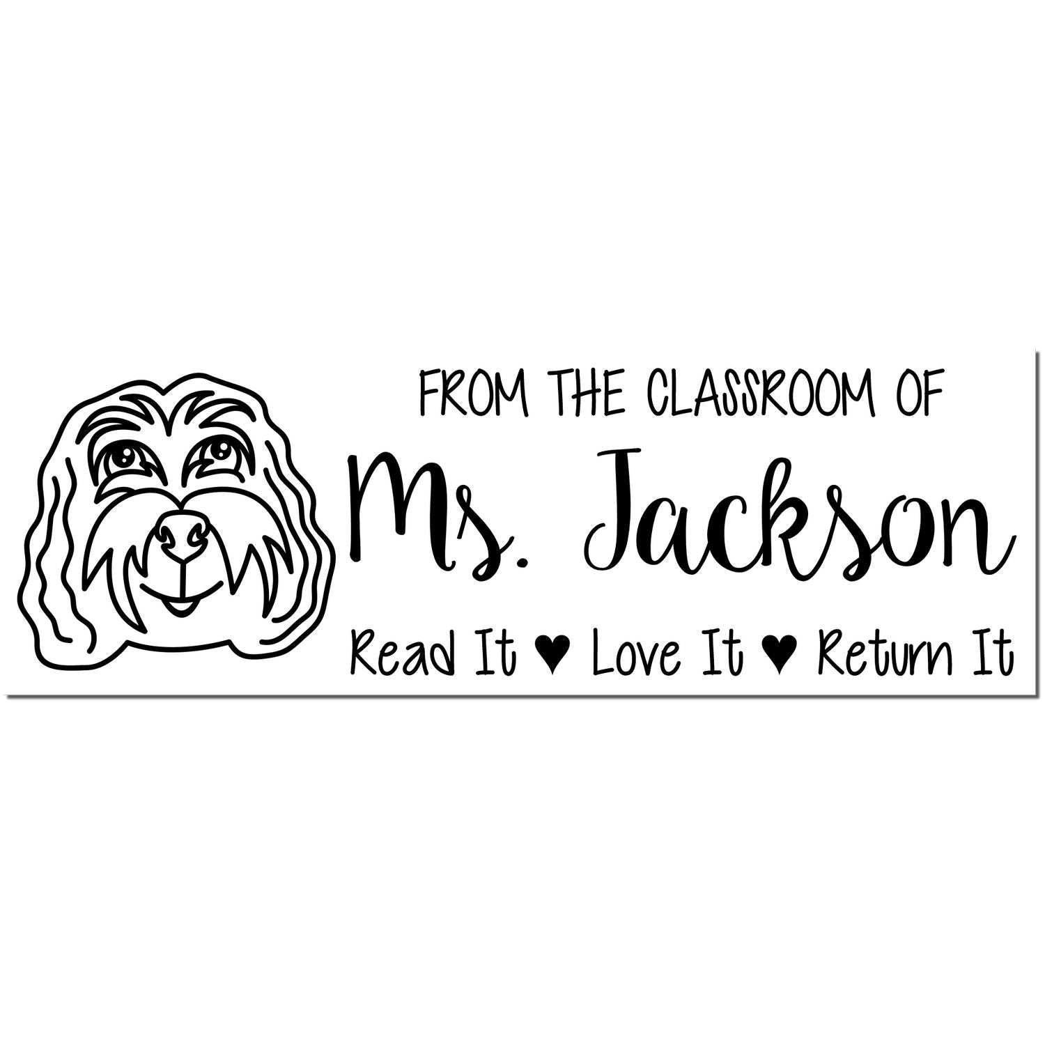 Wood Handle Cockapoo Custom Classroom Ownership Stamp - Engineer Seal Stamps